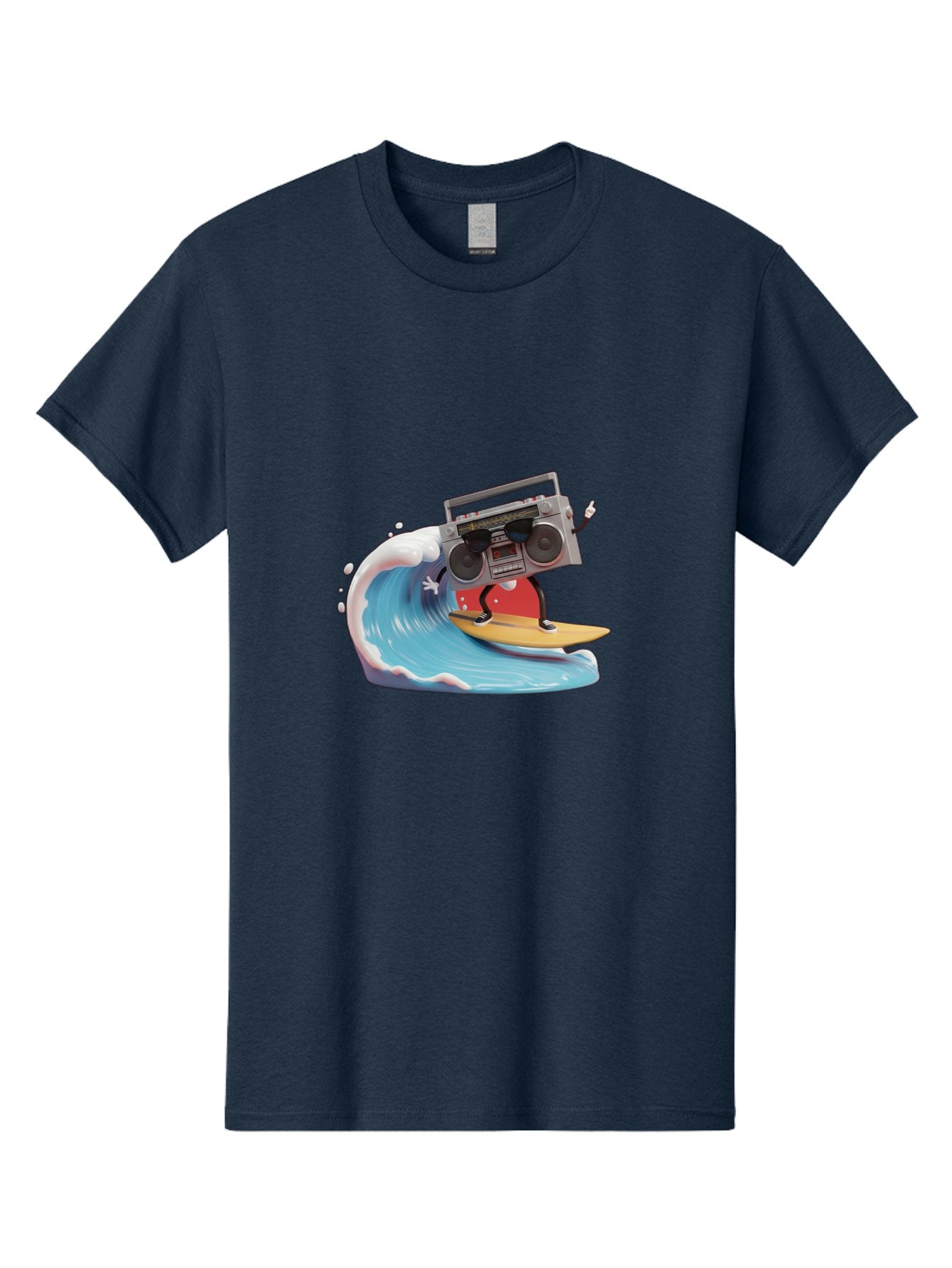 Boombox-Surfing-Wave Men'S Graphic Tee, 100% Cotton, Comfortable Casual Summer Wear, Machine Washable, Boomer Boombox Surfing, Retro Boombox, Surfing Wave, Beach Vibes, Retro Radio, Fun Summer Activity, Cool Surfboard, Radical Wave, Baa194