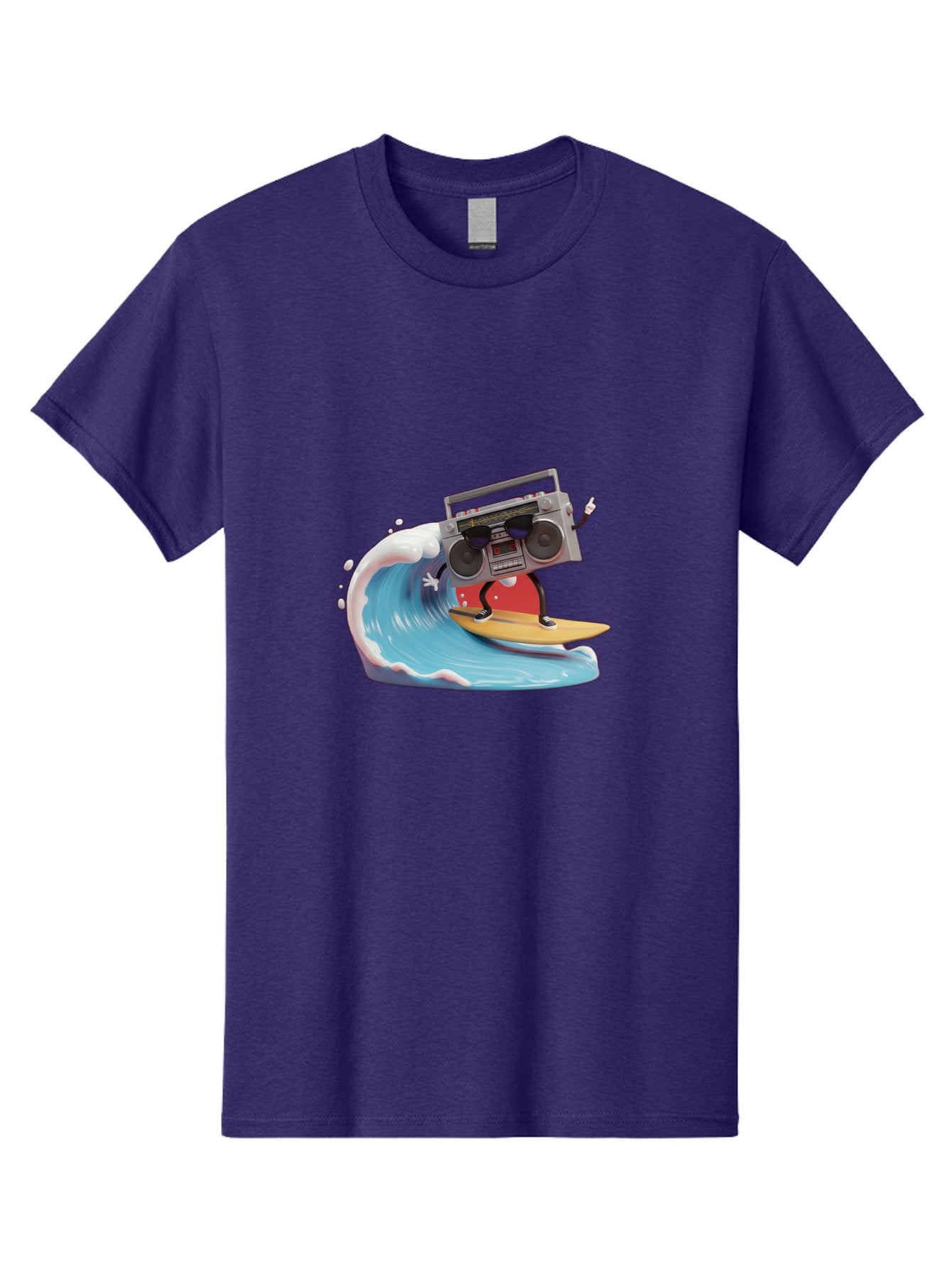 Boombox-Surfing-Wave Men'S Graphic Tee, 100% Cotton, Comfortable Casual Summer Wear, Machine Washable, Boomer Boombox Surfing, Retro Boombox, Surfing Wave, Beach Vibes, Retro Radio, Fun Summer Activity, Cool Surfboard, Radical Wave, Baa194 5