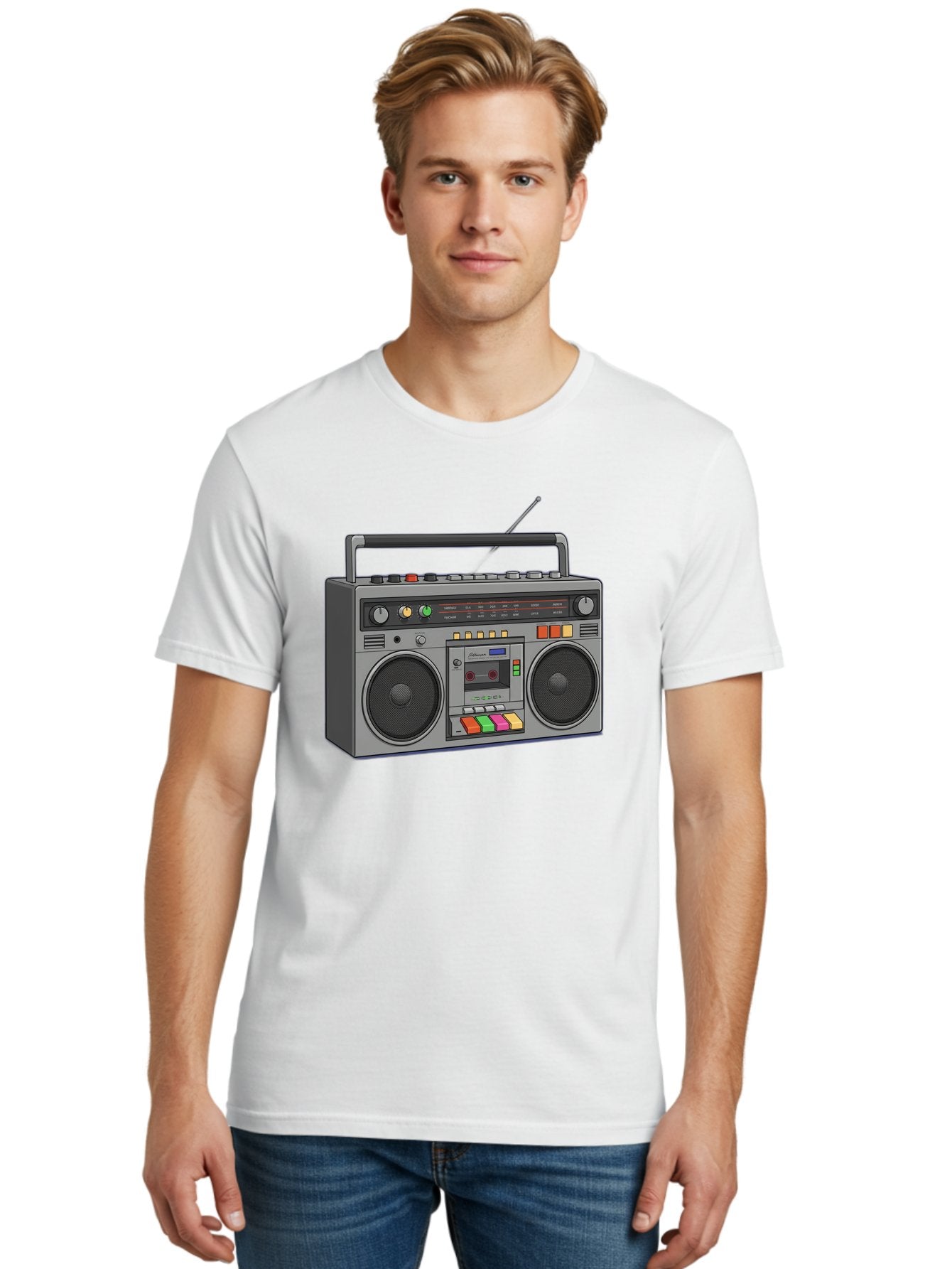 Boombox Men'S Graphic Tee, 100% Cotton, Comfortable Casual Summer Wear, Machine Washable, Vintage Boombox, Retro Radio, Cassette Player, Music On The Go, Portable Speaker, Nostalgic Electronics, 80S Technology, Classic Design Baa196 22