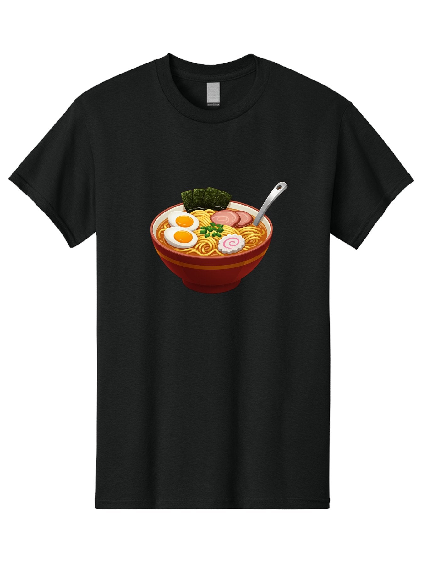 Bowl-Of-Ramen-1 Men'S Graphic Tee, 100% Cotton, Comfortable Casual Summer Wear, Machine Washable, Ramen Noodles, Japanese Cuisine, Savory Broth, Boiled Egg, Green Onions, Seaweed, Sliced Pork, Fish Cake, Silver Spoon Baa197 4