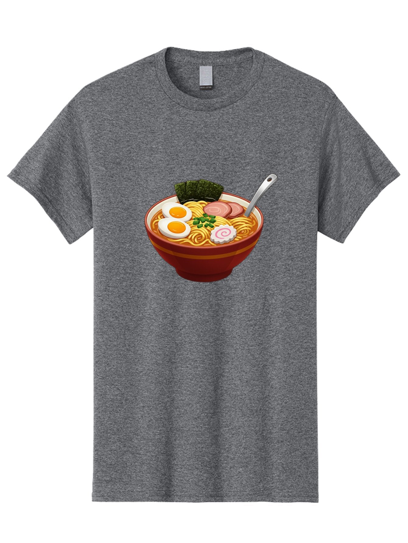 Bowl-Of-Ramen-1 Men'S Graphic Tee, 100% Cotton, Comfortable Casual Summer Wear, Machine Washable, Ramen Noodles, Japanese Cuisine, Savory Broth, Boiled Egg, Green Onions, Seaweed, Sliced Pork, Fish Cake, Silver Spoon Baa197 9
