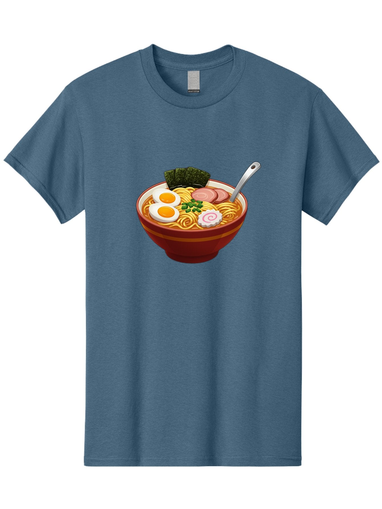 Bowl-Of-Ramen-1 Men'S Graphic Tee, 100% Cotton, Comfortable Casual Summer Wear, Machine Washable, Ramen Noodles, Japanese Cuisine, Savory Broth, Boiled Egg, Green Onions, Seaweed, Sliced Pork, Fish Cake, Silver Spoon Baa197 11