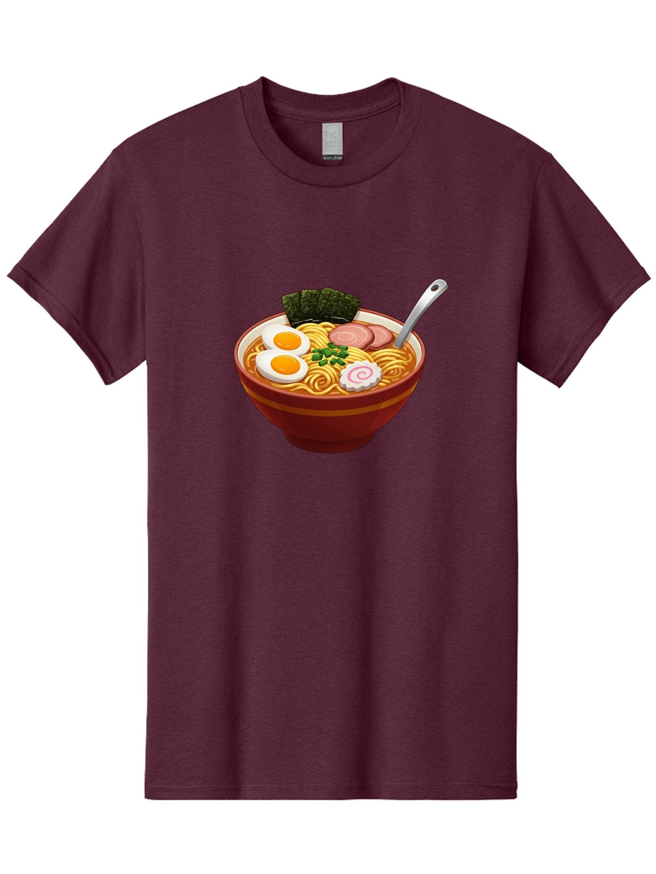 Bowl-Of-Ramen-1 Men'S Graphic Tee, 100% Cotton, Comfortable Casual Summer Wear, Machine Washable, Ramen Noodles, Japanese Cuisine, Savory Broth, Boiled Egg, Green Onions, Seaweed, Sliced Pork, Fish Cake, Silver Spoon Baa197 14