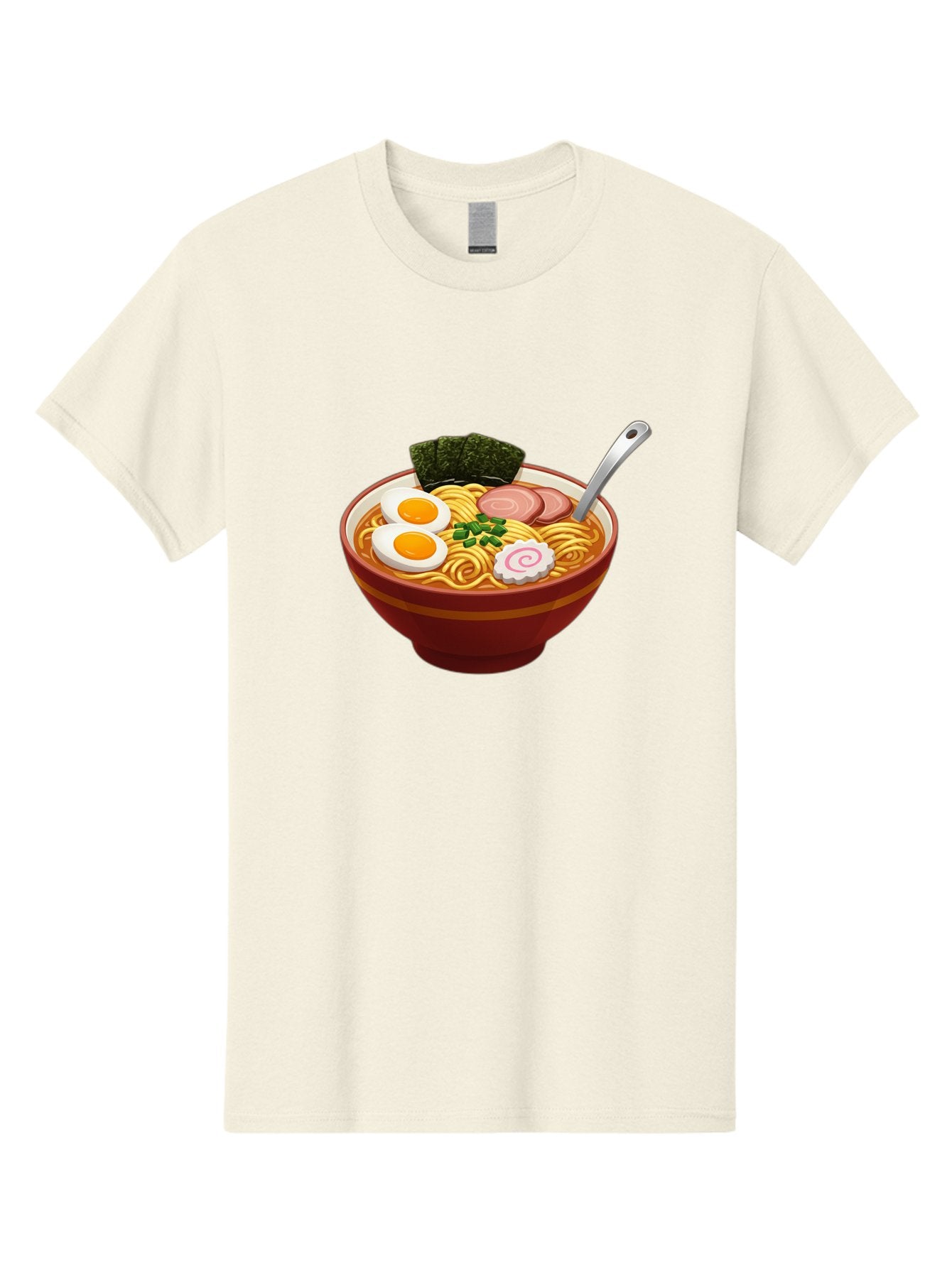 Bowl-Of-Ramen-1 Men'S Graphic Tee, 100% Cotton, Comfortable Casual Summer Wear, Machine Washable, Ramen Noodles, Japanese Cuisine, Savory Broth, Boiled Egg, Green Onions, Seaweed, Sliced Pork, Fish Cake, Silver Spoon Baa197 13