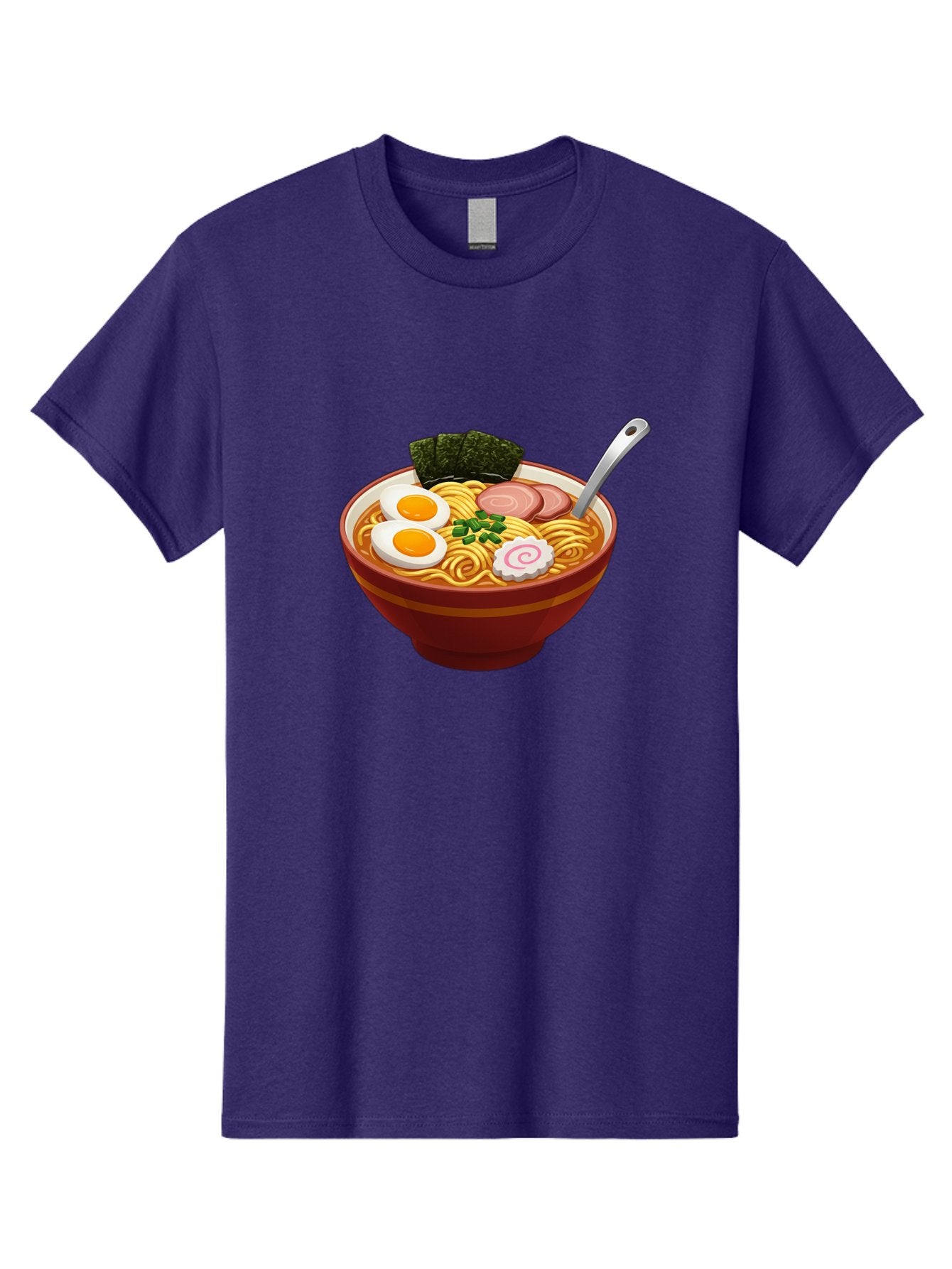 Bowl-Of-Ramen-1 Men'S Graphic Tee, 100% Cotton, Comfortable Casual Summer Wear, Machine Washable, Ramen Noodles, Japanese Cuisine, Savory Broth, Boiled Egg, Green Onions, Seaweed, Sliced Pork, Fish Cake, Silver Spoon Baa197 15