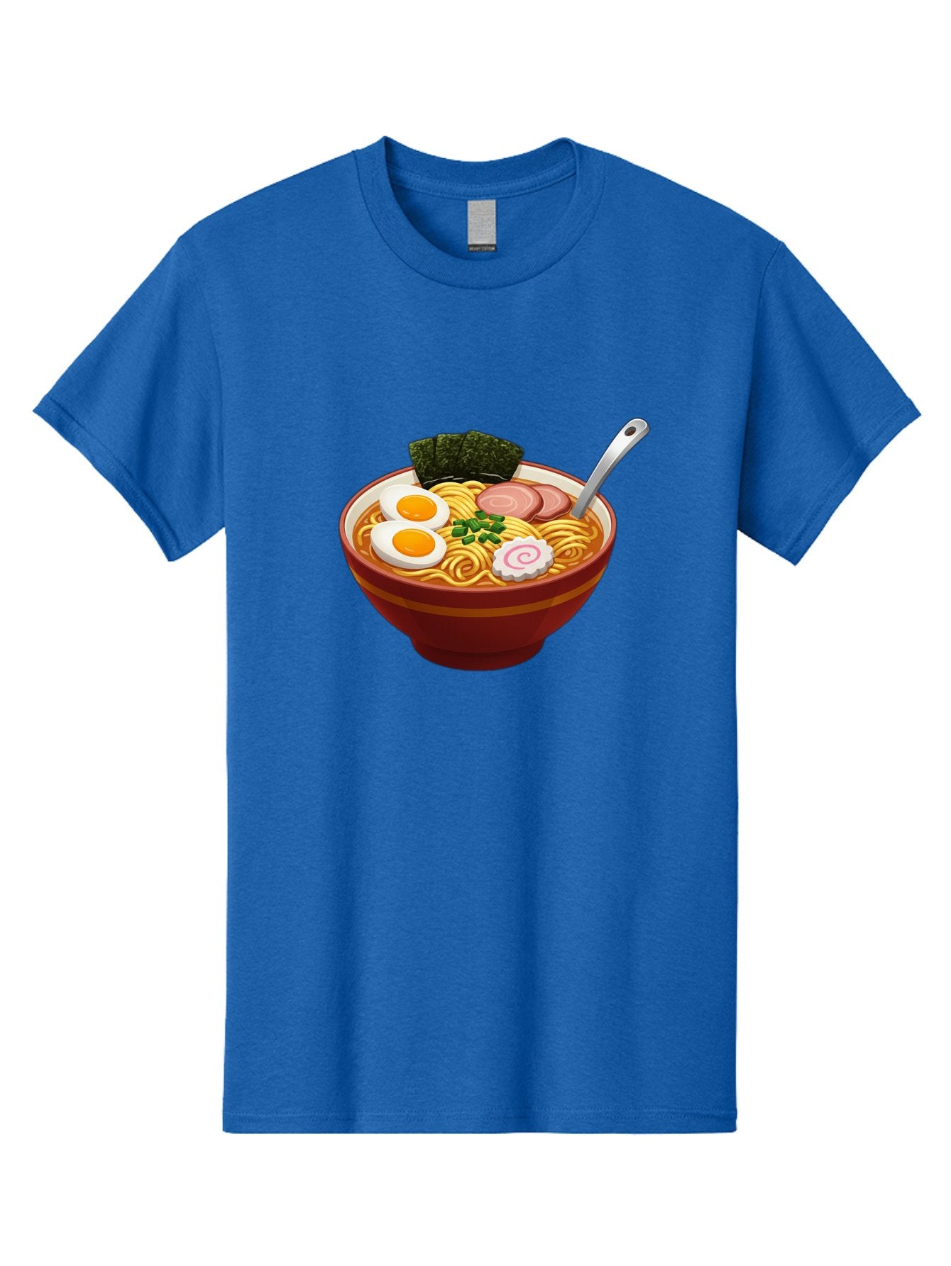 Bowl-Of-Ramen-1 Men'S Graphic Tee, 100% Cotton, Comfortable Casual Summer Wear, Machine Washable, Ramen Noodles, Japanese Cuisine, Savory Broth, Boiled Egg, Green Onions, Seaweed, Sliced Pork, Fish Cake, Silver Spoon Baa197 3