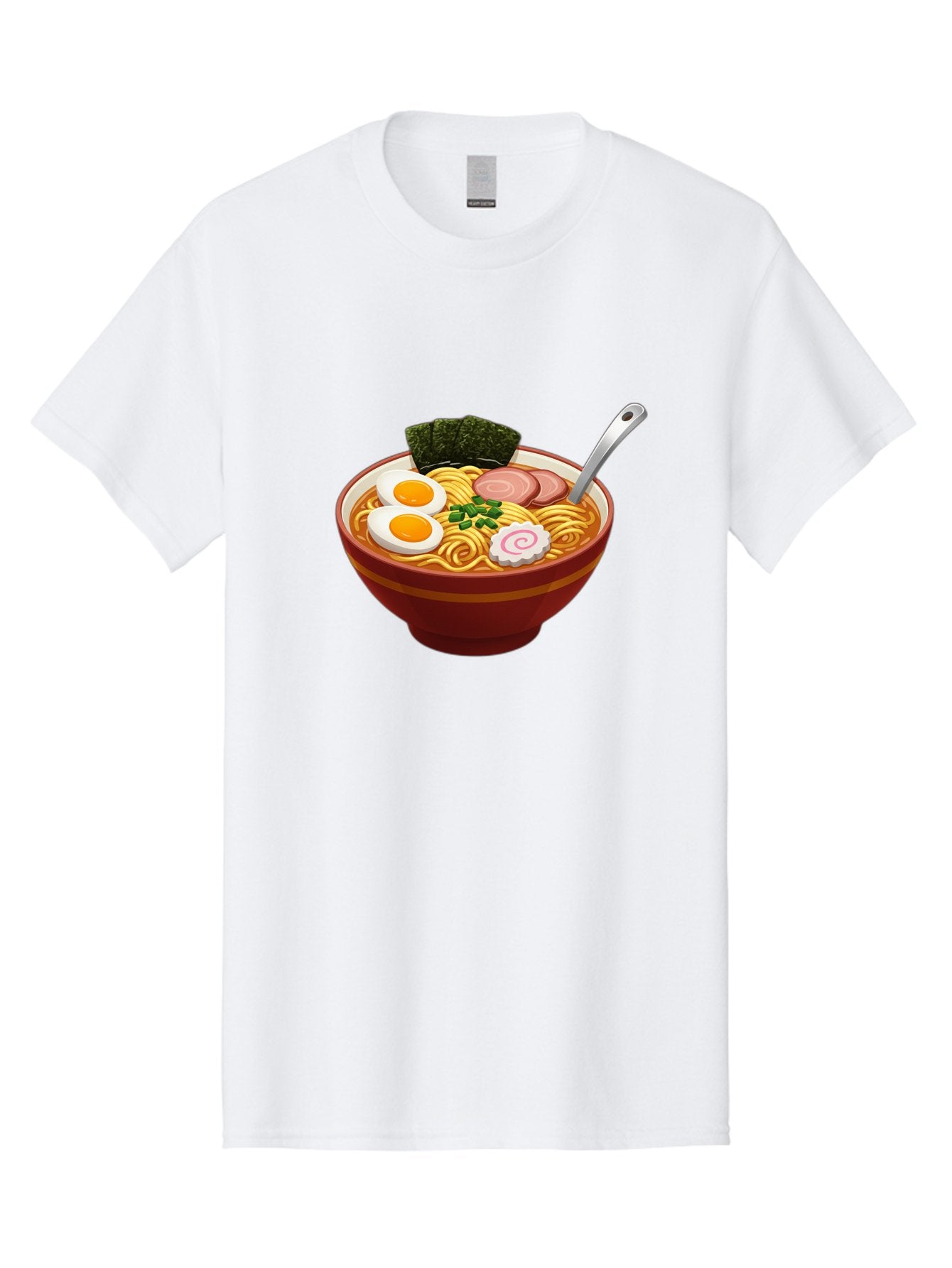 Bowl-Of-Ramen-1 Men'S Graphic Tee, 100% Cotton, Comfortable Casual Summer Wear, Machine Washable, Ramen Noodles, Japanese Cuisine, Savory Broth, Boiled Egg, Green Onions, Seaweed, Sliced Pork, Fish Cake, Silver Spoon Baa197 8
