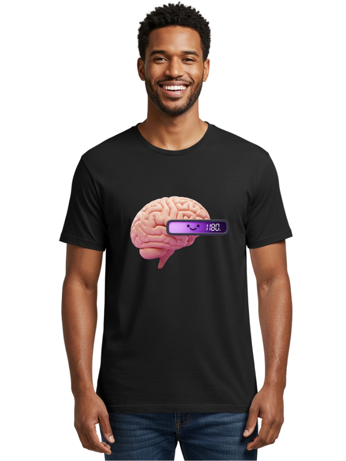 Brain-180 Men'S Graphic Tee, 100% Cotton, Comfortable Casual Summer Wear, Machine Washable, Human Brain, Brain Health, Mental Wellness, Mood Score, Happy Face, Score 180, Emotional Intelligence, Mental State Baa201 22