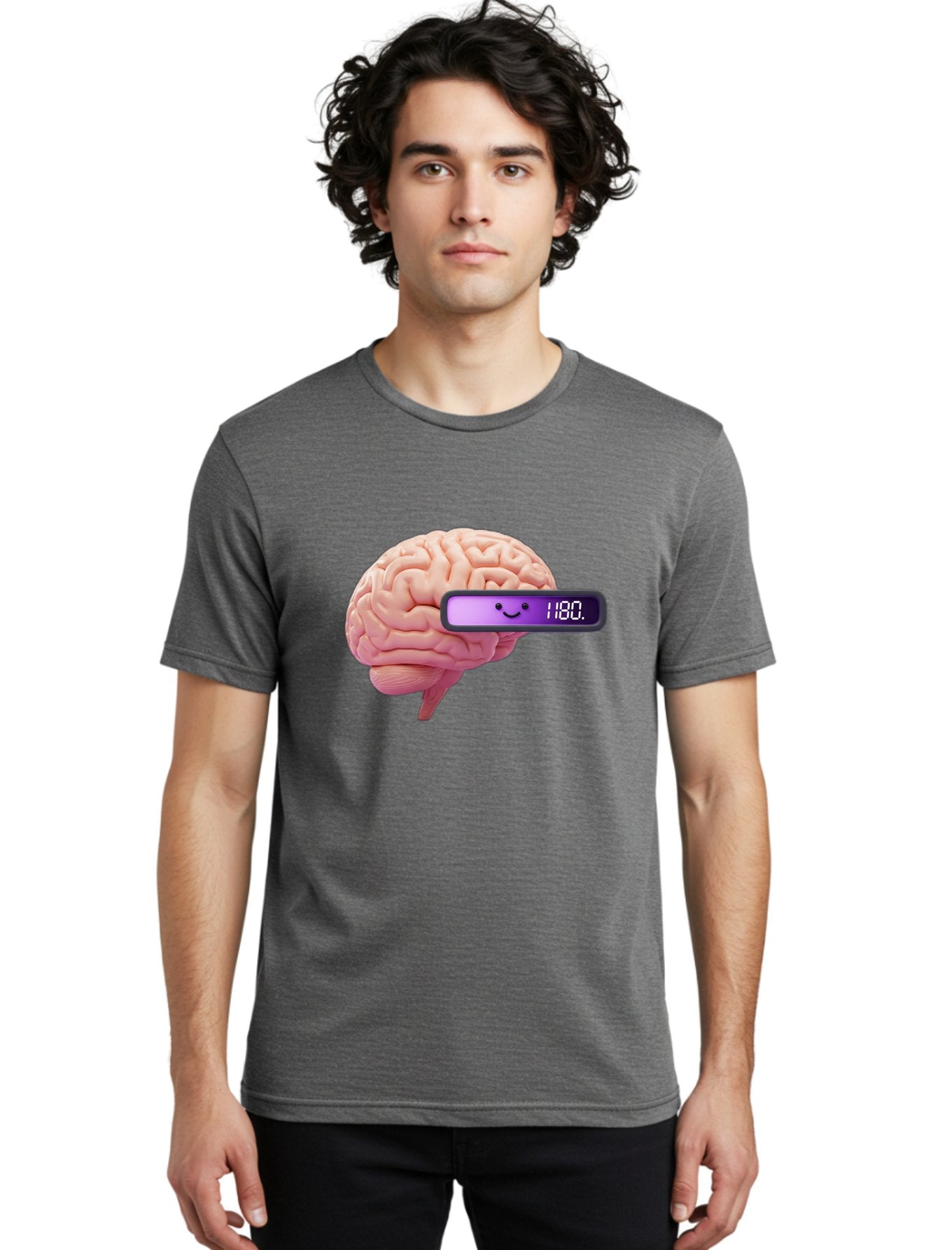 Brain-180 Men'S Graphic Tee, 100% Cotton, Comfortable Casual Summer Wear, Machine Washable, Human Brain, Brain Health, Mental Wellness, Mood Score, Happy Face, Score 180, Emotional Intelligence, Mental State Baa201 26