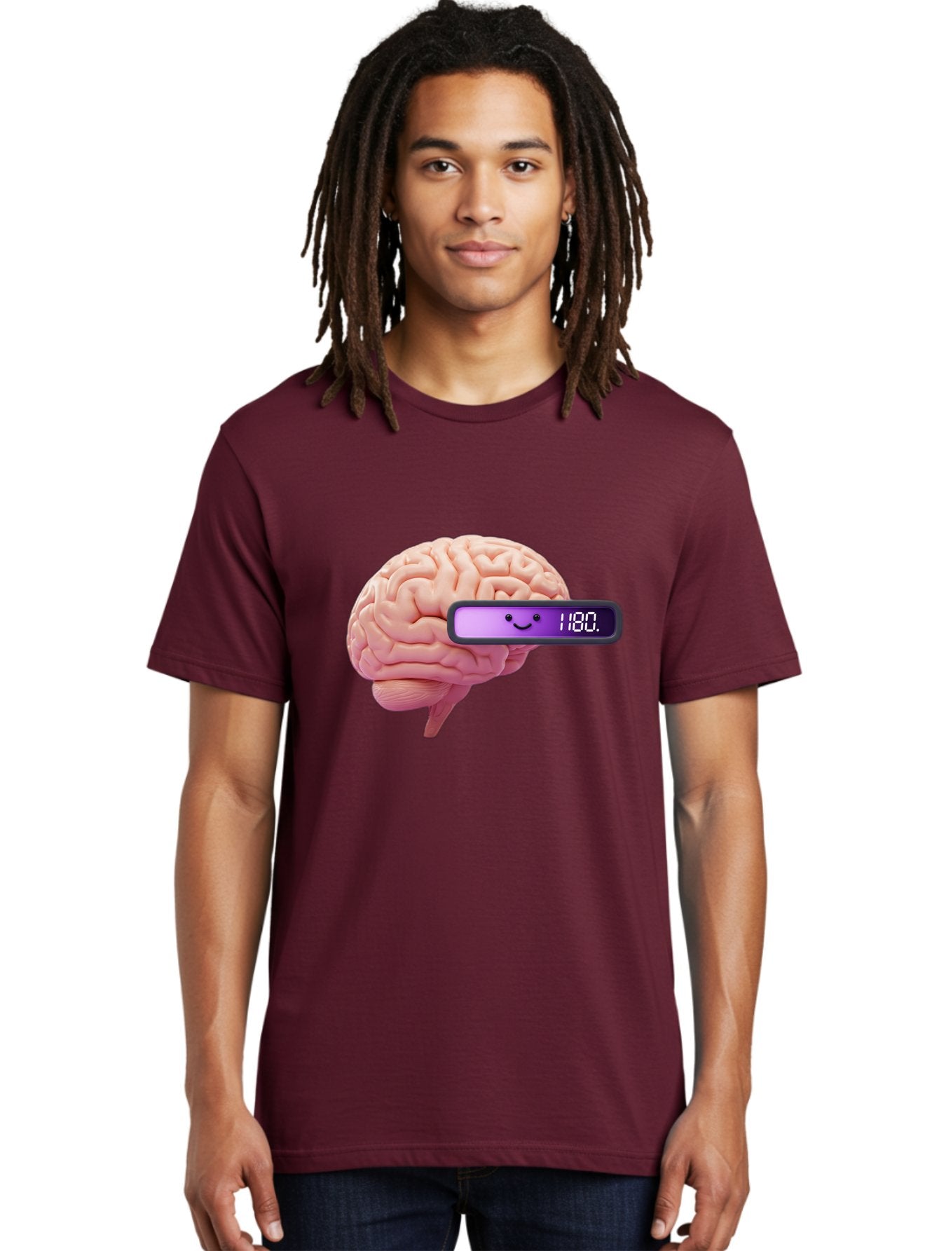 Brain-180 Men'S Graphic Tee, 100% Cotton, Comfortable Casual Summer Wear, Machine Washable, Human Brain, Brain Health, Mental Wellness, Mood Score, Happy Face, Score 180, Emotional Intelligence, Mental State Baa201 25