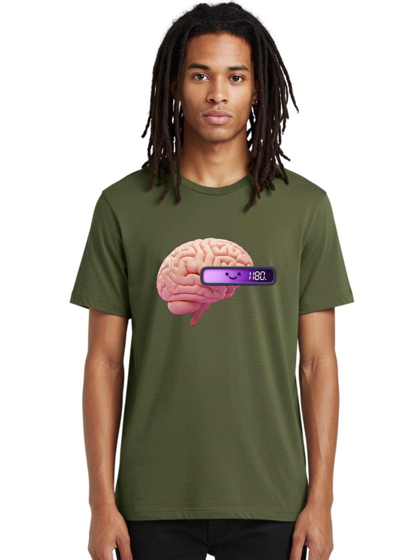 Brain-180 Men'S Graphic Tee, 100% Cotton, Comfortable Casual Summer Wear, Machine Washable, Human Brain, Brain Health, Mental Wellness, Mood Score, Happy Face, Score 180, Emotional Intelligence, Mental State Baa201 16