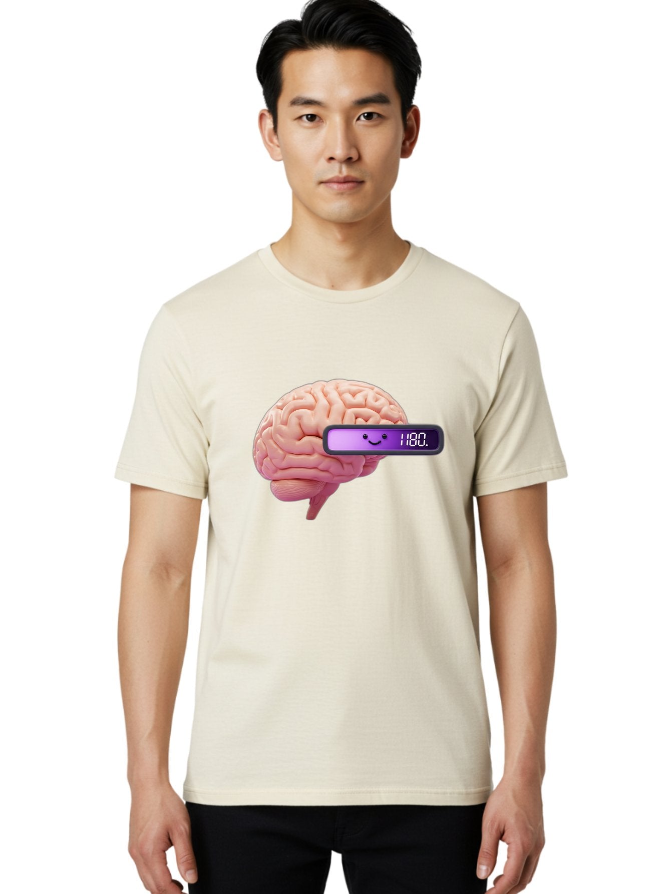 Brain-180 Men'S Graphic Tee, 100% Cotton, Comfortable Casual Summer Wear, Machine Washable, Human Brain, Brain Health, Mental Wellness, Mood Score, Happy Face, Score 180, Emotional Intelligence, Mental State Baa201 17