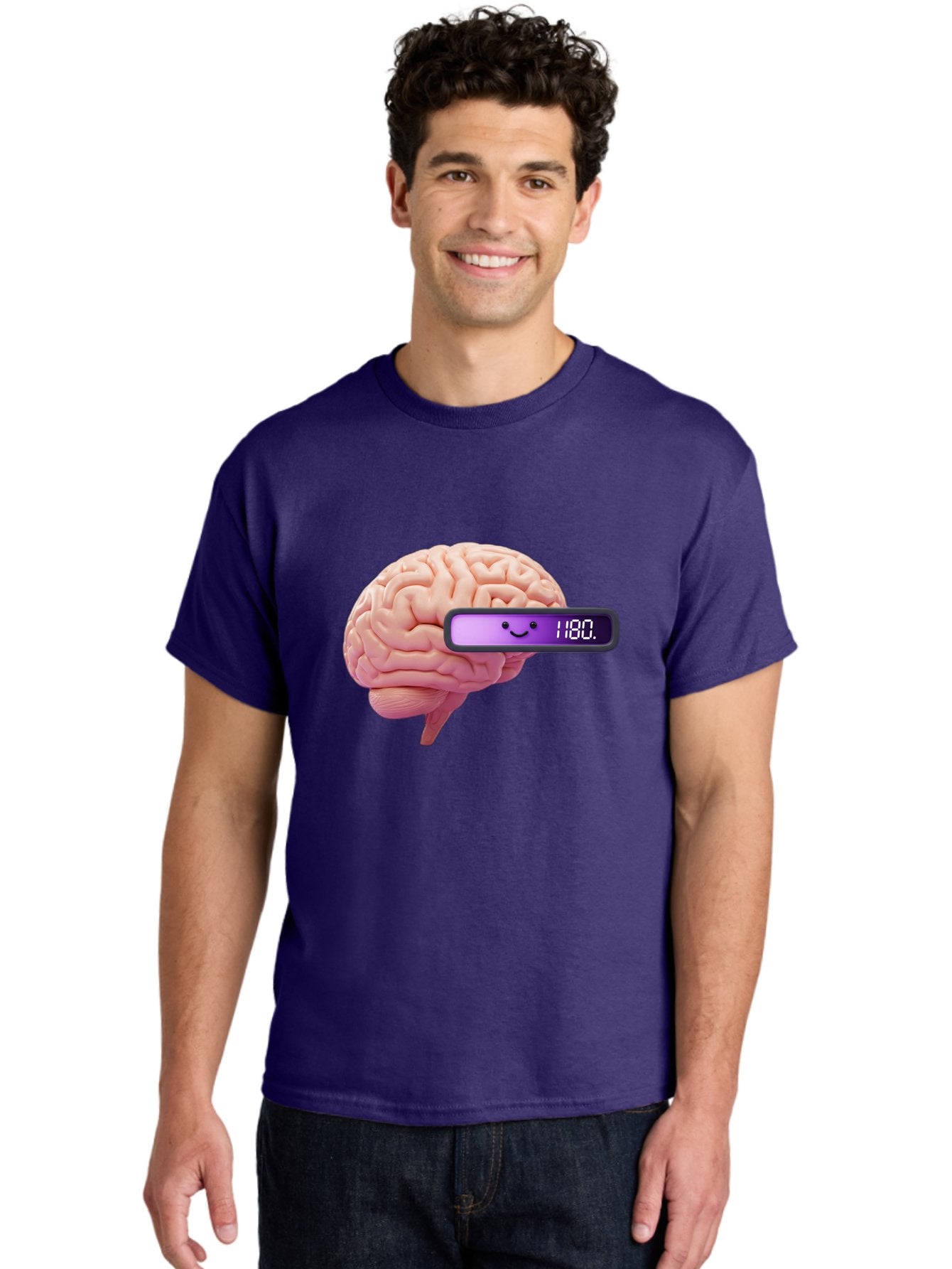 Brain-180 Men'S Graphic Tee, 100% Cotton, Comfortable Casual Summer Wear, Machine Washable, Human Brain, Brain Health, Mental Wellness, Mood Score, Happy Face, Score 180, Emotional Intelligence, Mental State Baa201 27
