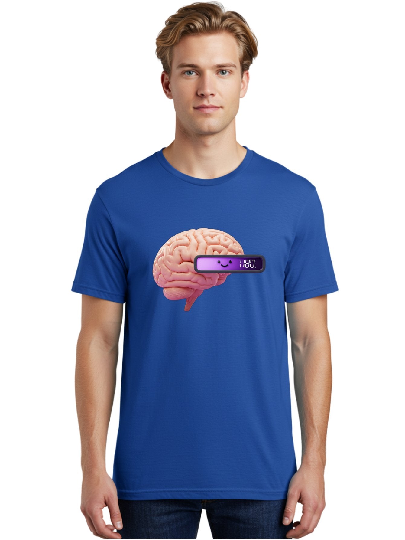 Brain-180 Men'S Graphic Tee, 100% Cotton, Comfortable Casual Summer Wear, Machine Washable, Human Brain, Brain Health, Mental Wellness, Mood Score, Happy Face, Score 180, Emotional Intelligence, Mental State Baa201 29