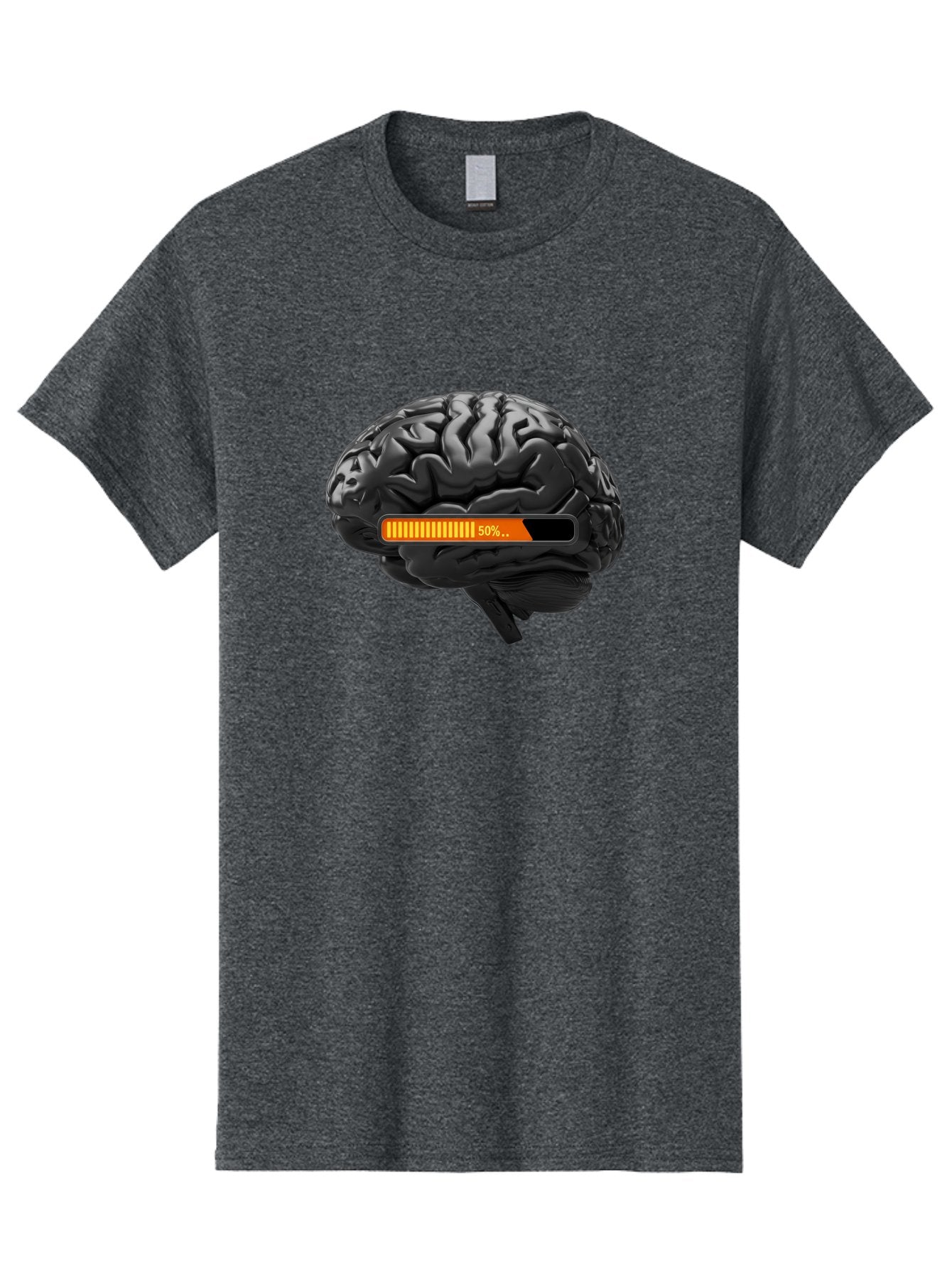Brain-50 Men'S Graphic Tee, 100% Cotton, Comfortable Casual Summer Wear, Machine Washable, Human Brain, 50% Charged, Battery Icon, Progress Bar, Cognitive Function, Mental Capacity, Intelligence, Knowledge Baa202 9