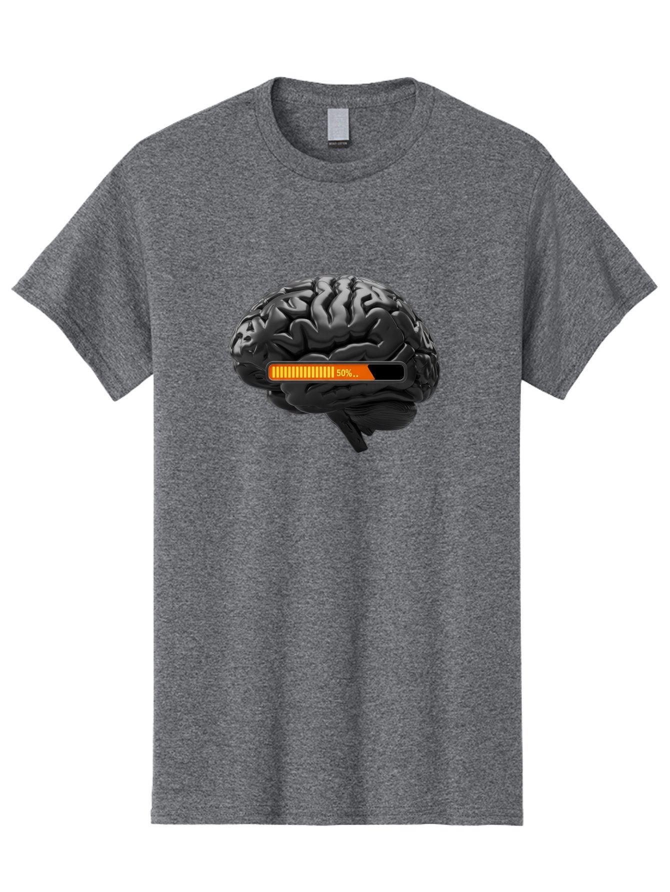 Brain-50 Men'S Graphic Tee, 100% Cotton, Comfortable Casual Summer Wear, Machine Washable, Human Brain, 50% Charged, Battery Icon, Progress Bar, Cognitive Function, Mental Capacity, Intelligence, Knowledge Baa202 7