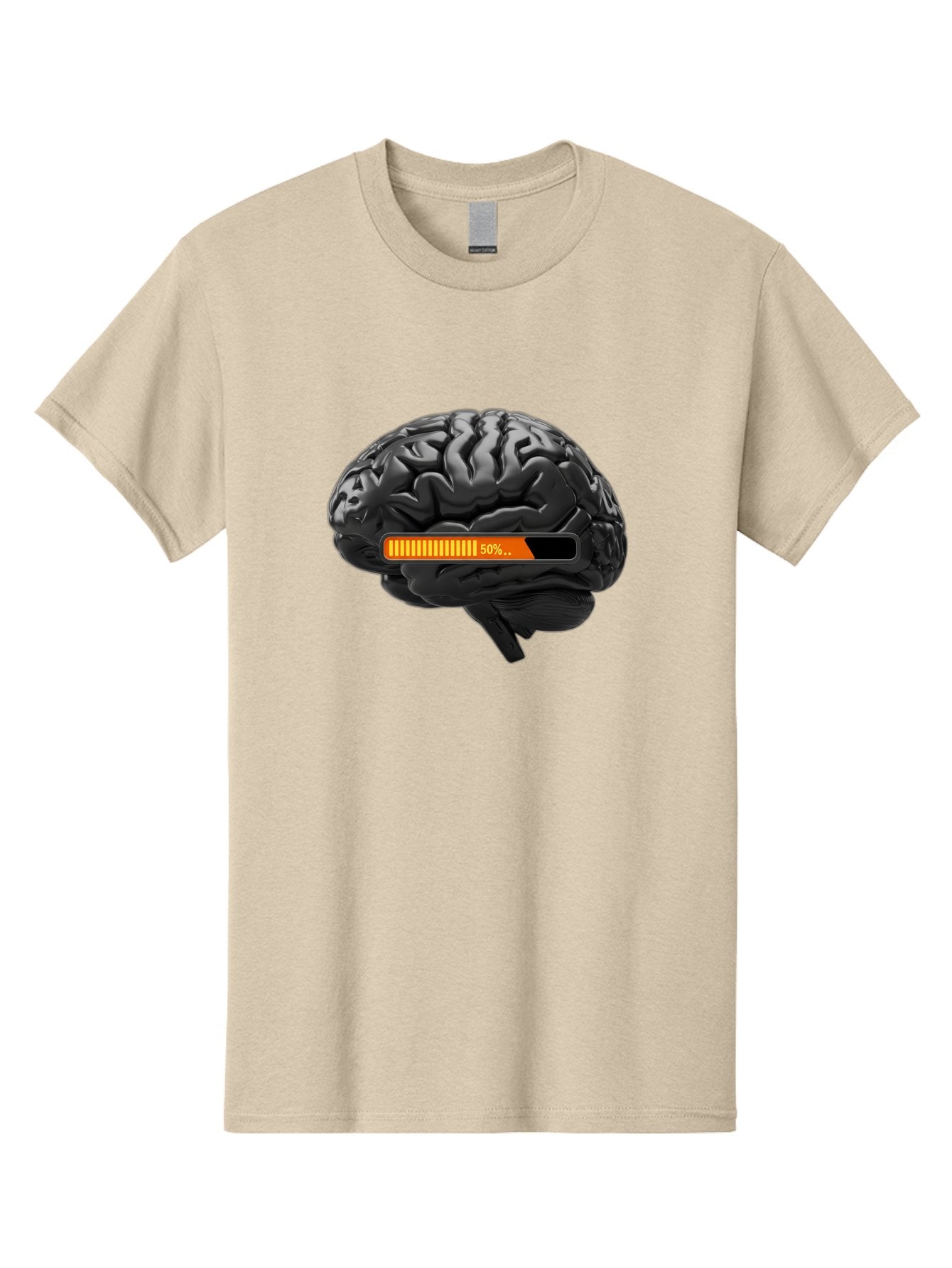 Brain-50 Men'S Graphic Tee, 100% Cotton, Comfortable Casual Summer Wear, Machine Washable, Human Brain, 50% Charged, Battery Icon, Progress Bar, Cognitive Function, Mental Capacity, Intelligence, Knowledge Baa202 13