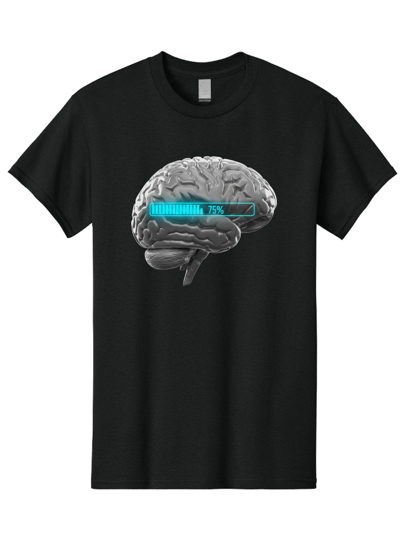 Brain-75 Men'S Graphic Tee, 100% Cotton, Comfortable Casual Summer Wear, Machine Washable, Human Brain, Cognitive Function, Mental Capacity, Brain Activity, Neurological Health, Mental Performance, 75% Battery, Brain Power Baa203 7
