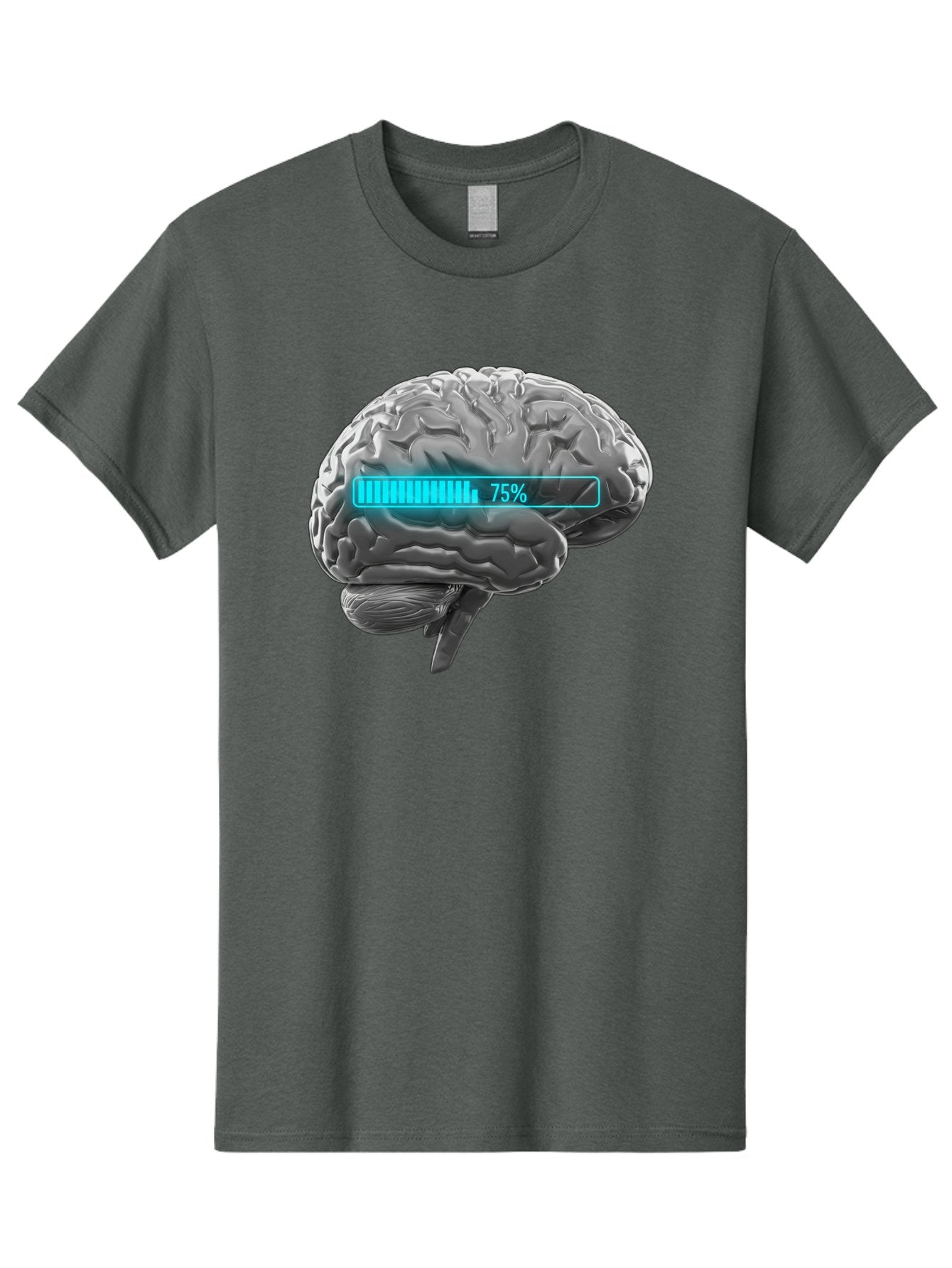 Brain-75 Men'S Graphic Tee, 100% Cotton, Comfortable Casual Summer Wear, Machine Washable, Human Brain, Cognitive Function, Mental Capacity, Brain Activity, Neurological Health, Mental Performance, 75% Battery, Brain Power Baa203 14