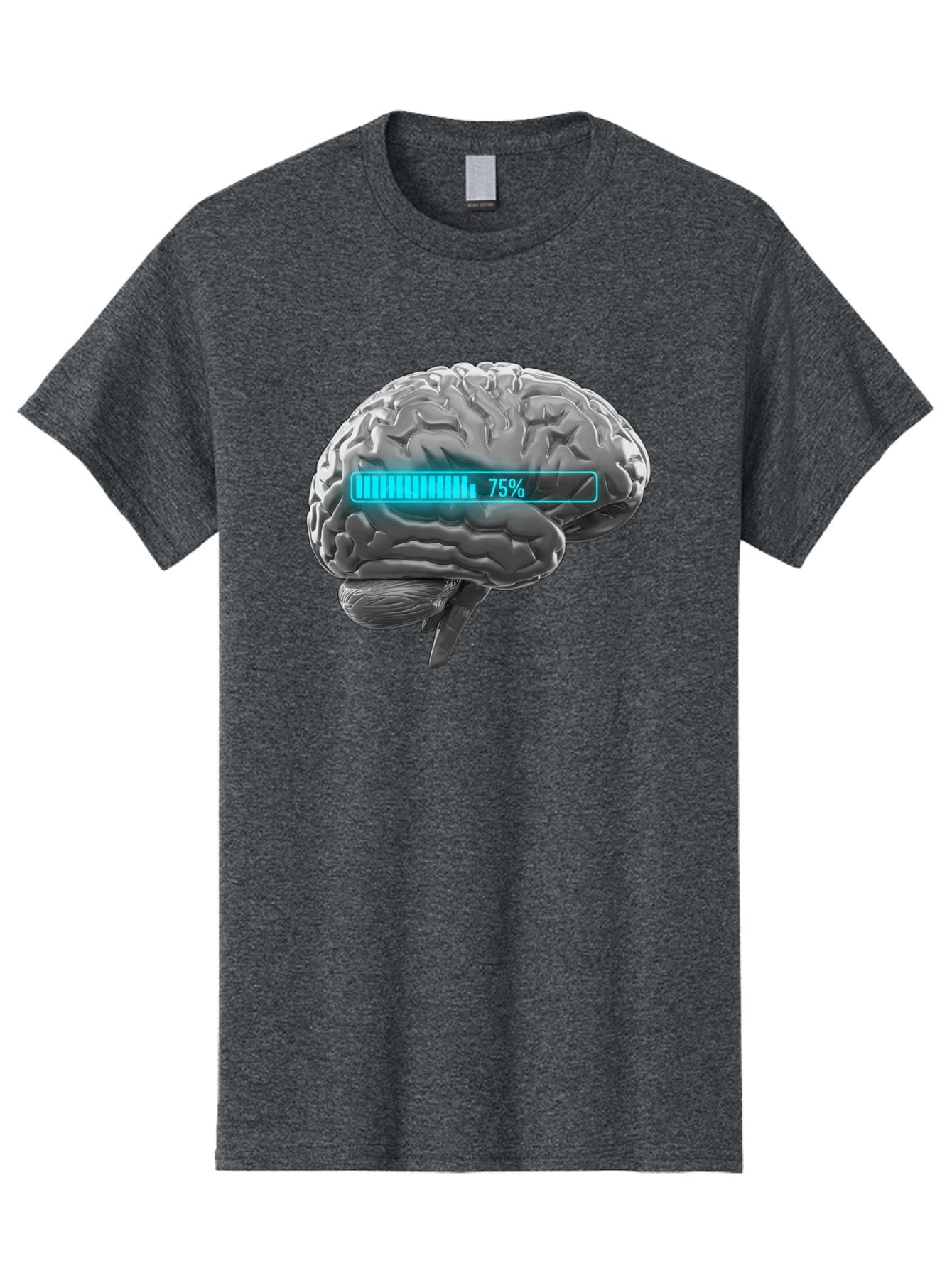 Brain-75 Men'S Graphic Tee, 100% Cotton, Comfortable Casual Summer Wear, Machine Washable, Human Brain, Cognitive Function, Mental Capacity, Brain Activity, Neurological Health, Mental Performance, 75% Battery, Brain Power Baa203