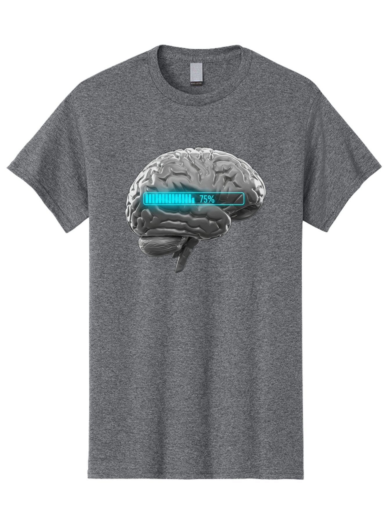 Brain-75 Men'S Graphic Tee, 100% Cotton, Comfortable Casual Summer Wear, Machine Washable, Human Brain, Cognitive Function, Mental Capacity, Brain Activity, Neurological Health, Mental Performance, 75% Battery, Brain Power Baa203 3