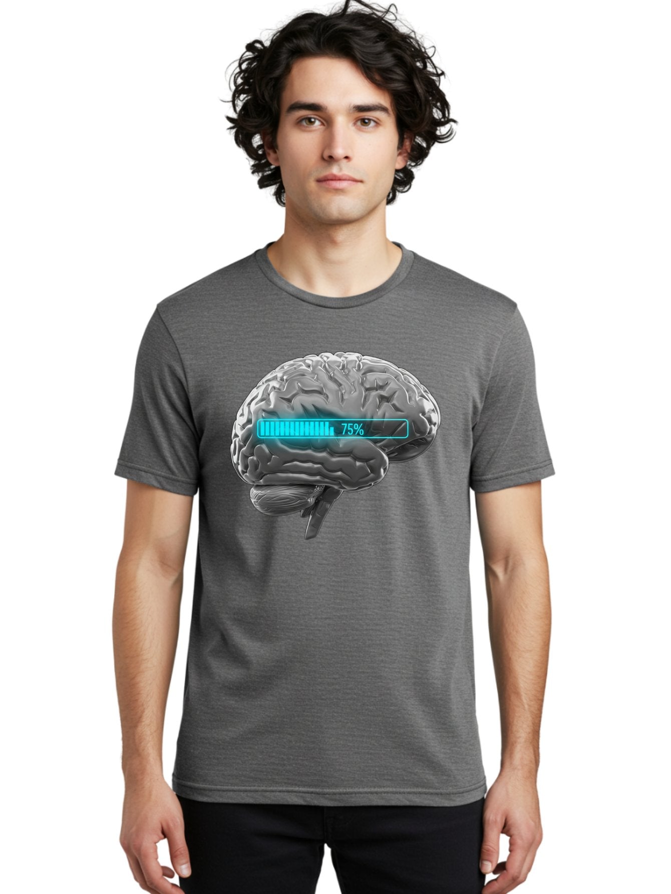 Brain-75 Men'S Graphic Tee, 100% Cotton, Comfortable Casual Summer Wear, Machine Washable, Human Brain, Cognitive Function, Mental Capacity, Brain Activity, Neurological Health, Mental Performance, 75% Battery, Brain Power Baa203 22