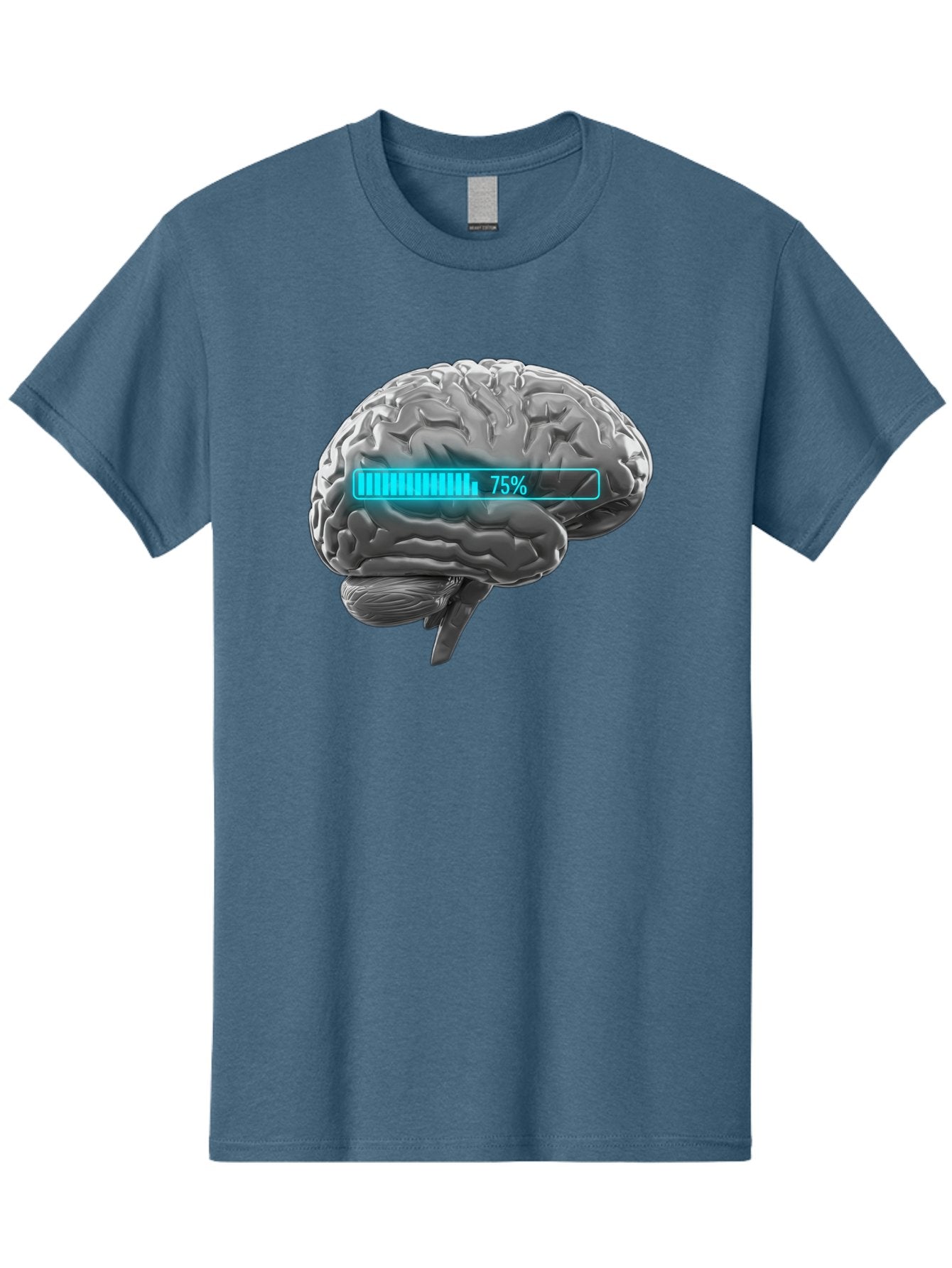 Brain-75 Men'S Graphic Tee, 100% Cotton, Comfortable Casual Summer Wear, Machine Washable, Human Brain, Cognitive Function, Mental Capacity, Brain Activity, Neurological Health, Mental Performance, 75% Battery, Brain Power Baa203 5