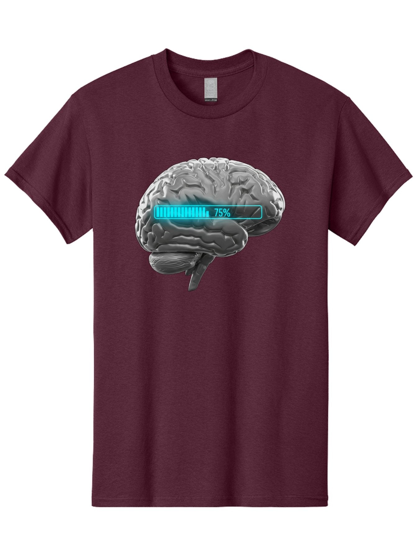 Brain-75 Men'S Graphic Tee, 100% Cotton, Comfortable Casual Summer Wear, Machine Washable, Human Brain, Cognitive Function, Mental Capacity, Brain Activity, Neurological Health, Mental Performance, 75% Battery, Brain Power Baa203 13