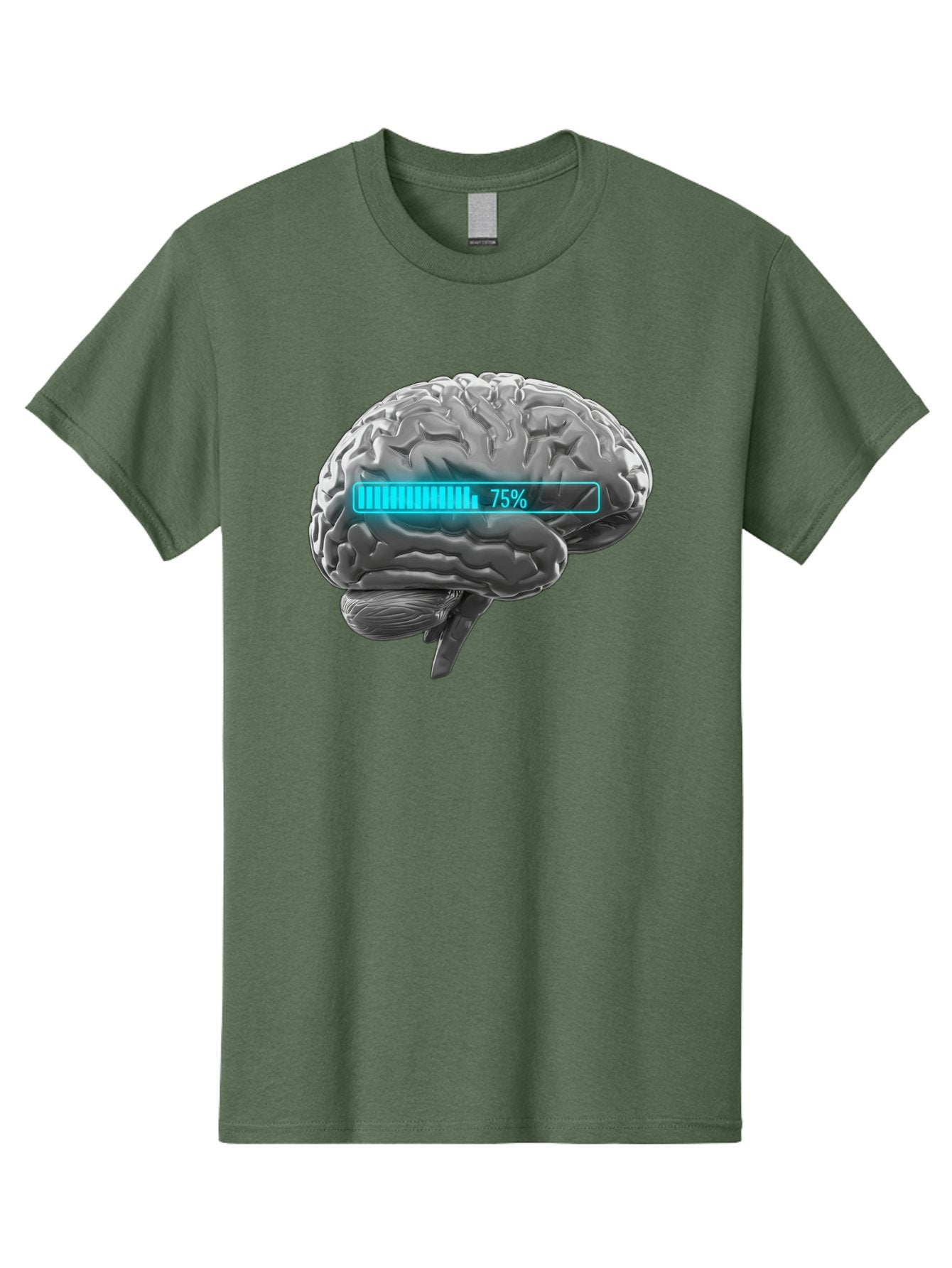 Brain-75 Men'S Graphic Tee, 100% Cotton, Comfortable Casual Summer Wear, Machine Washable, Human Brain, Cognitive Function, Mental Capacity, Brain Activity, Neurological Health, Mental Performance, 75% Battery, Brain Power Baa203