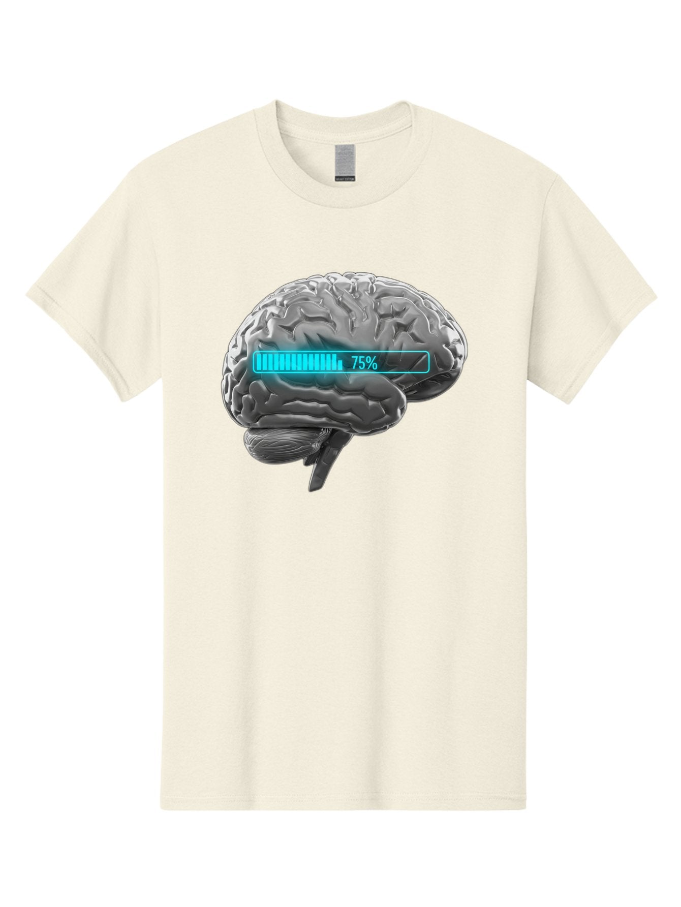 Brain-75 Men'S Graphic Tee, 100% Cotton, Comfortable Casual Summer Wear, Machine Washable, Human Brain, Cognitive Function, Mental Capacity, Brain Activity, Neurological Health, Mental Performance, 75% Battery, Brain Power Baa203 9