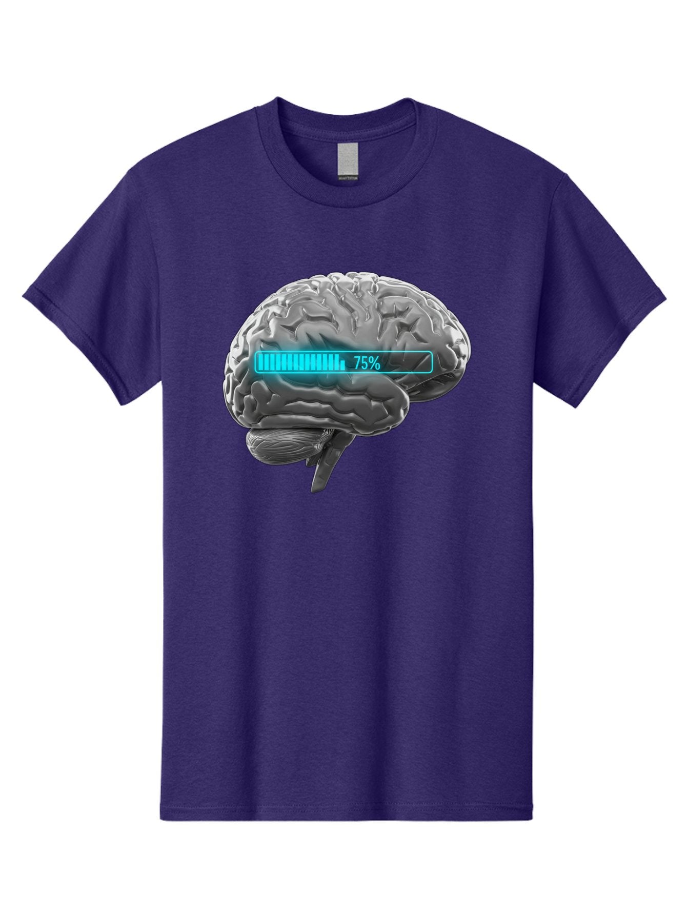 Brain-75 Men'S Graphic Tee, 100% Cotton, Comfortable Casual Summer Wear, Machine Washable, Human Brain, Cognitive Function, Mental Capacity, Brain Activity, Neurological Health, Mental Performance, 75% Battery, Brain Power Baa203 12