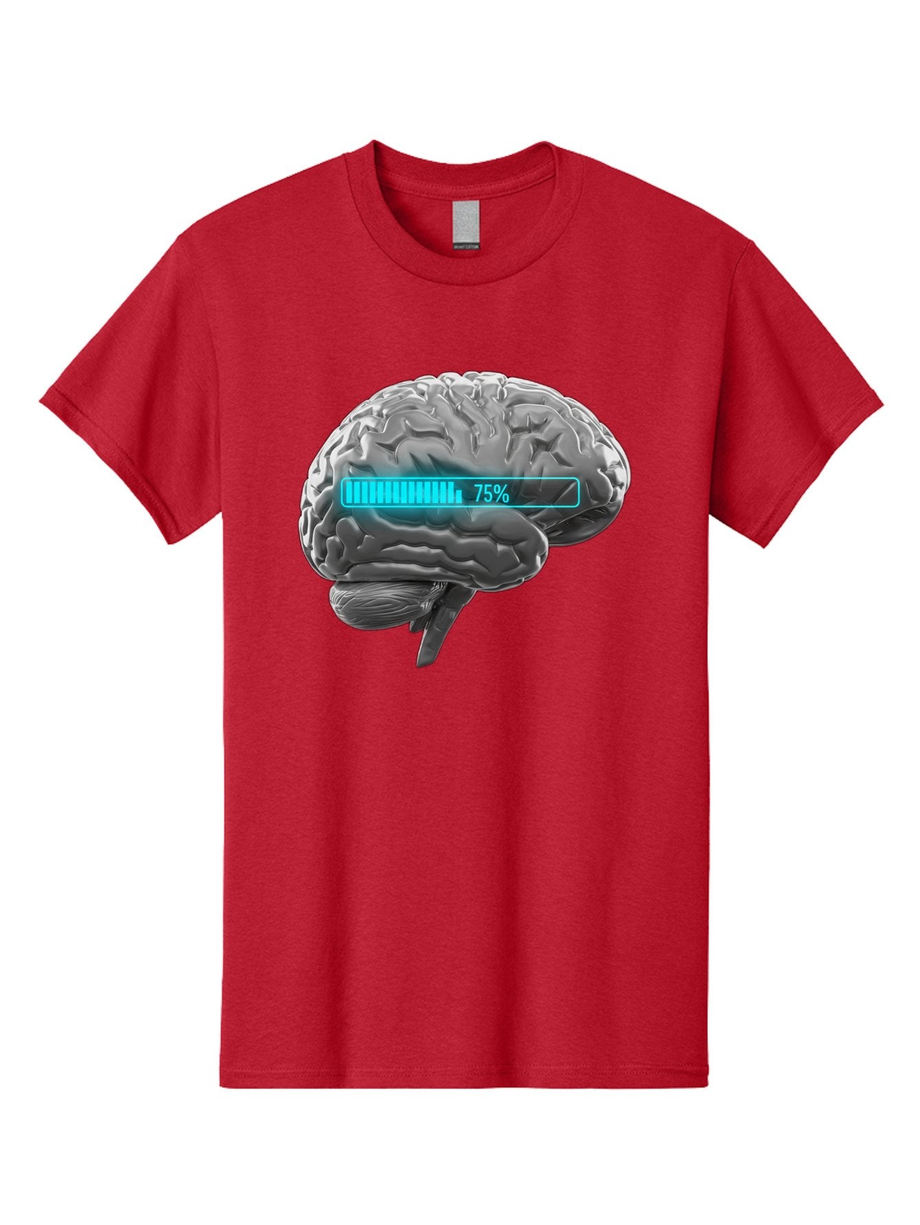 Brain-75 Men'S Graphic Tee, 100% Cotton, Comfortable Casual Summer Wear, Machine Washable, Human Brain, Cognitive Function, Mental Capacity, Brain Activity, Neurological Health, Mental Performance, 75% Battery, Brain Power Baa203 4