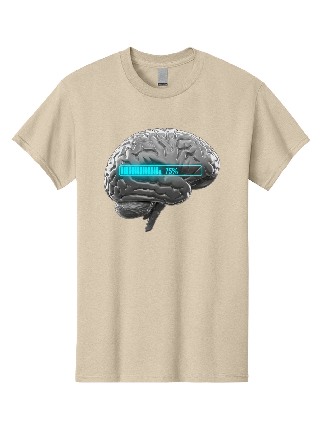 Brain-75 Men'S Graphic Tee, 100% Cotton, Comfortable Casual Summer Wear, Machine Washable, Human Brain, Cognitive Function, Mental Capacity, Brain Activity, Neurological Health, Mental Performance, 75% Battery, Brain Power Baa203 15