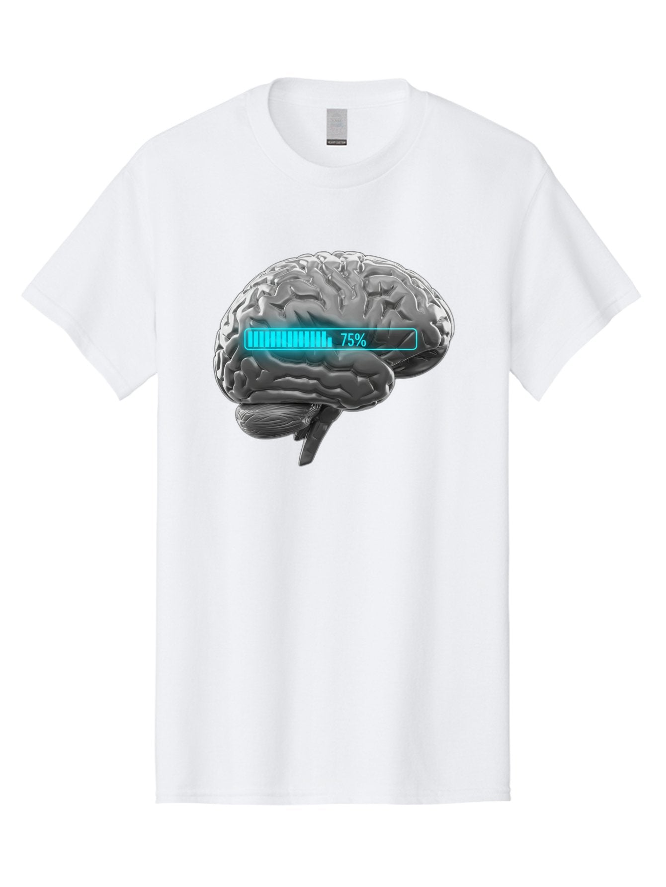 Brain-75 Men'S Graphic Tee, 100% Cotton, Comfortable Casual Summer Wear, Machine Washable, Human Brain, Cognitive Function, Mental Capacity, Brain Activity, Neurological Health, Mental Performance, 75% Battery, Brain Power Baa203 8