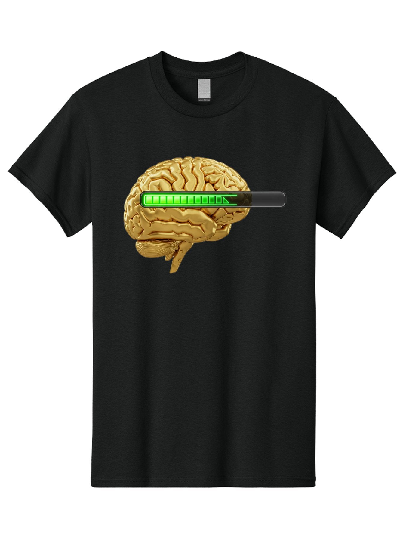 Brain-Battery Men'S Graphic Tee, 100% Cotton, Comfortable Casual Summer Wear, Machine Washable, Human Brain, Charging Battery, Digital Illustration, Green Battery Bar, Cognitive Enhancement, Brain Power, Neuroscience, Futuristic Concept, Baa204 11