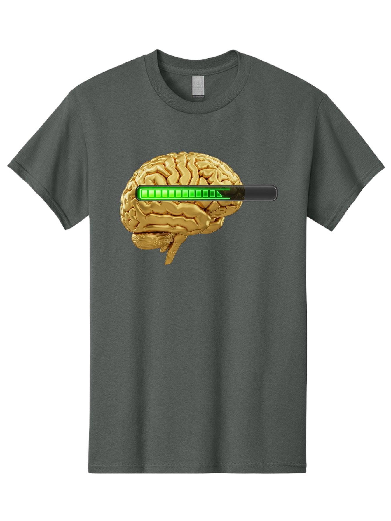 Brain-Battery Men'S Graphic Tee, 100% Cotton, Comfortable Casual Summer Wear, Machine Washable, Human Brain, Charging Battery, Digital Illustration, Green Battery Bar, Cognitive Enhancement, Brain Power, Neuroscience, Futuristic Concept, Baa204 14