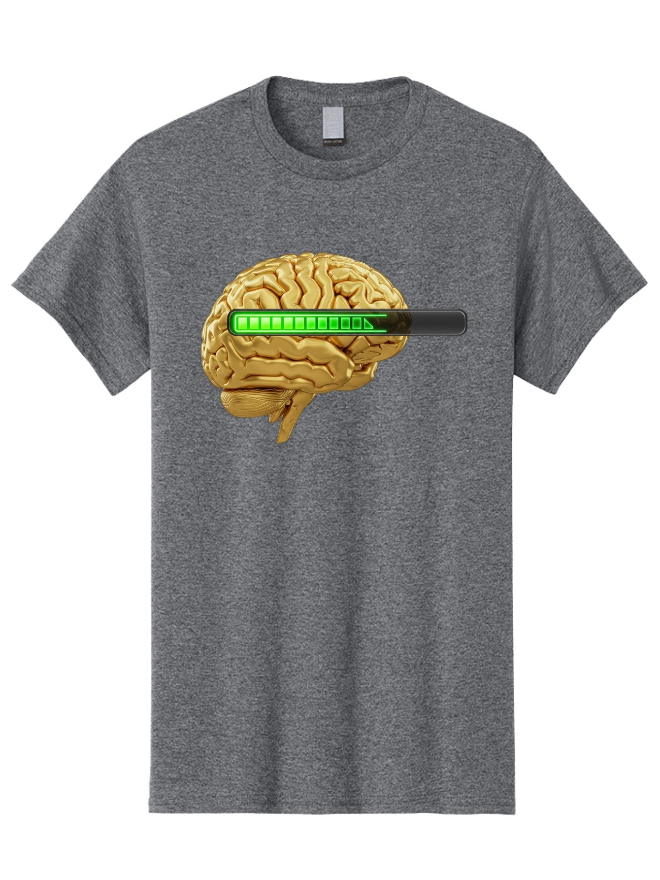 Brain-Battery Men'S Graphic Tee, 100% Cotton, Comfortable Casual Summer Wear, Machine Washable, Human Brain, Charging Battery, Digital Illustration, Green Battery Bar, Cognitive Enhancement, Brain Power, Neuroscience, Futuristic Concept, Baa204 5