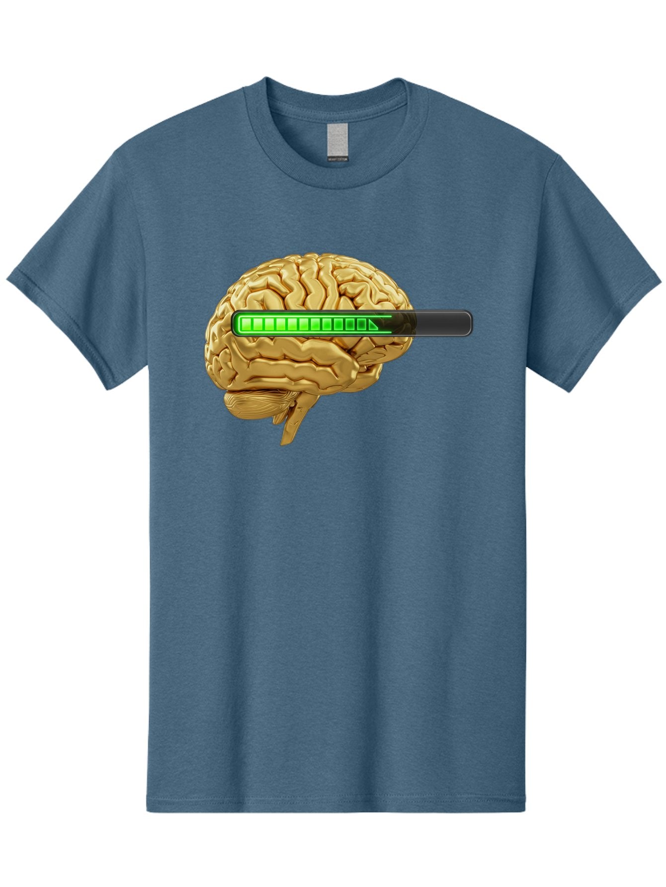 Brain-Battery Men'S Graphic Tee, 100% Cotton, Comfortable Casual Summer Wear, Machine Washable, Human Brain, Charging Battery, Digital Illustration, Green Battery Bar, Cognitive Enhancement, Brain Power, Neuroscience, Futuristic Concept, Baa204 4