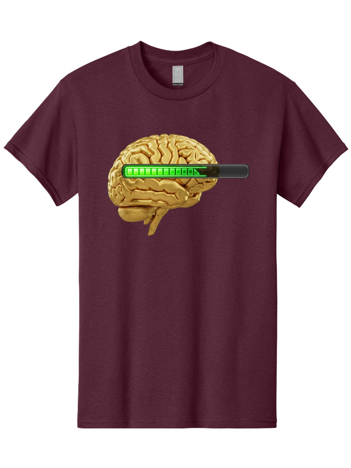 Brain-Battery Men'S Graphic Tee, 100% Cotton, Comfortable Casual Summer Wear, Machine Washable, Human Brain, Charging Battery, Digital Illustration, Green Battery Bar, Cognitive Enhancement, Brain Power, Neuroscience, Futuristic Concept, Baa204 7