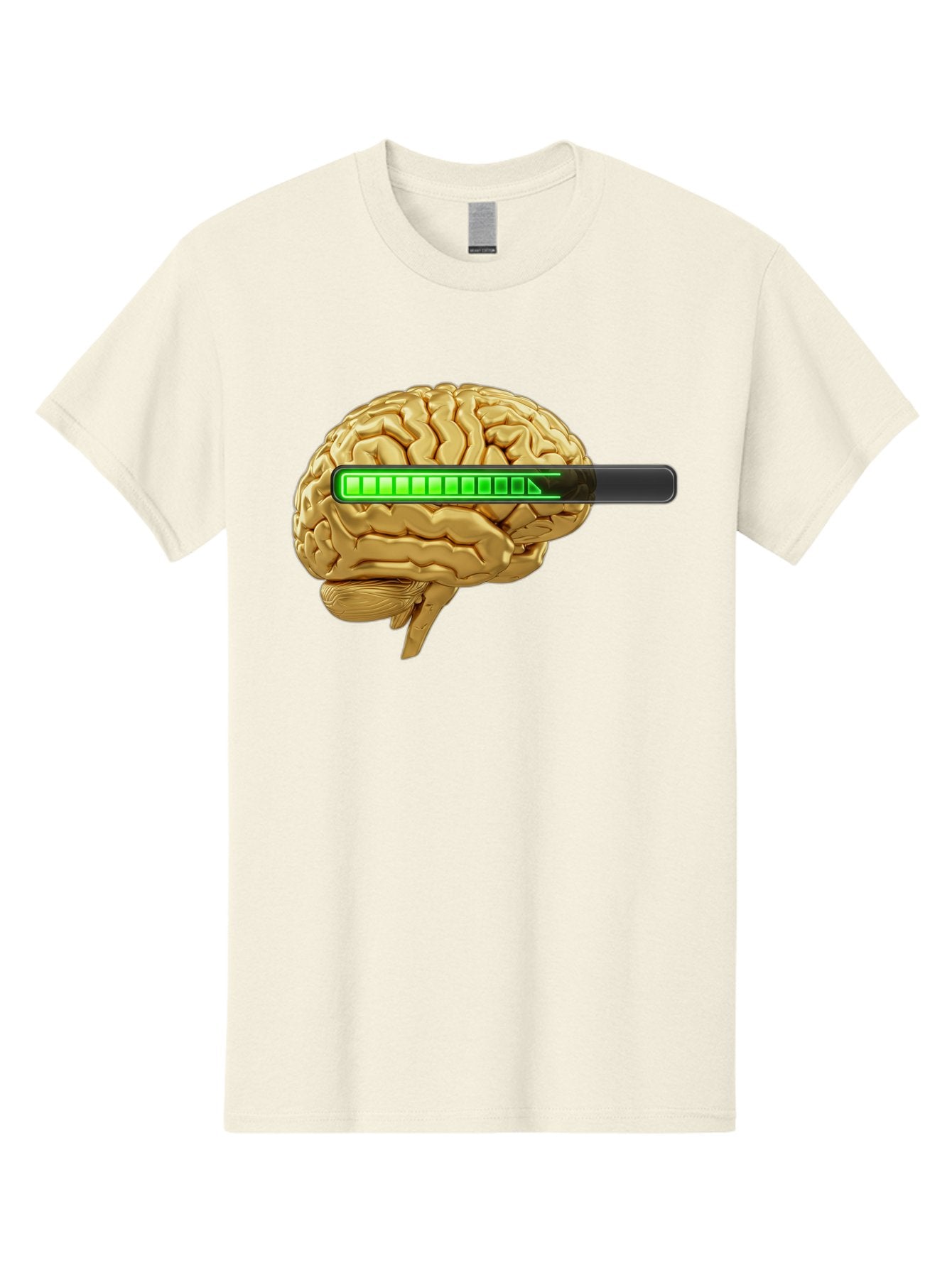 Brain-Battery Men'S Graphic Tee, 100% Cotton, Comfortable Casual Summer Wear, Machine Washable, Human Brain, Charging Battery, Digital Illustration, Green Battery Bar, Cognitive Enhancement, Brain Power, Neuroscience, Futuristic Concept, Baa204 10