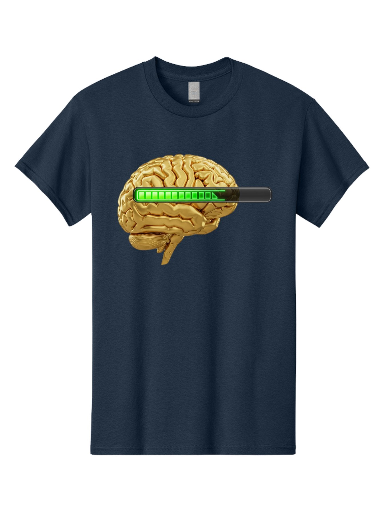 Brain-Battery Men'S Graphic Tee, 100% Cotton, Comfortable Casual Summer Wear, Machine Washable, Human Brain, Charging Battery, Digital Illustration, Green Battery Bar, Cognitive Enhancement, Brain Power, Neuroscience, Futuristic Concept, Baa204 8