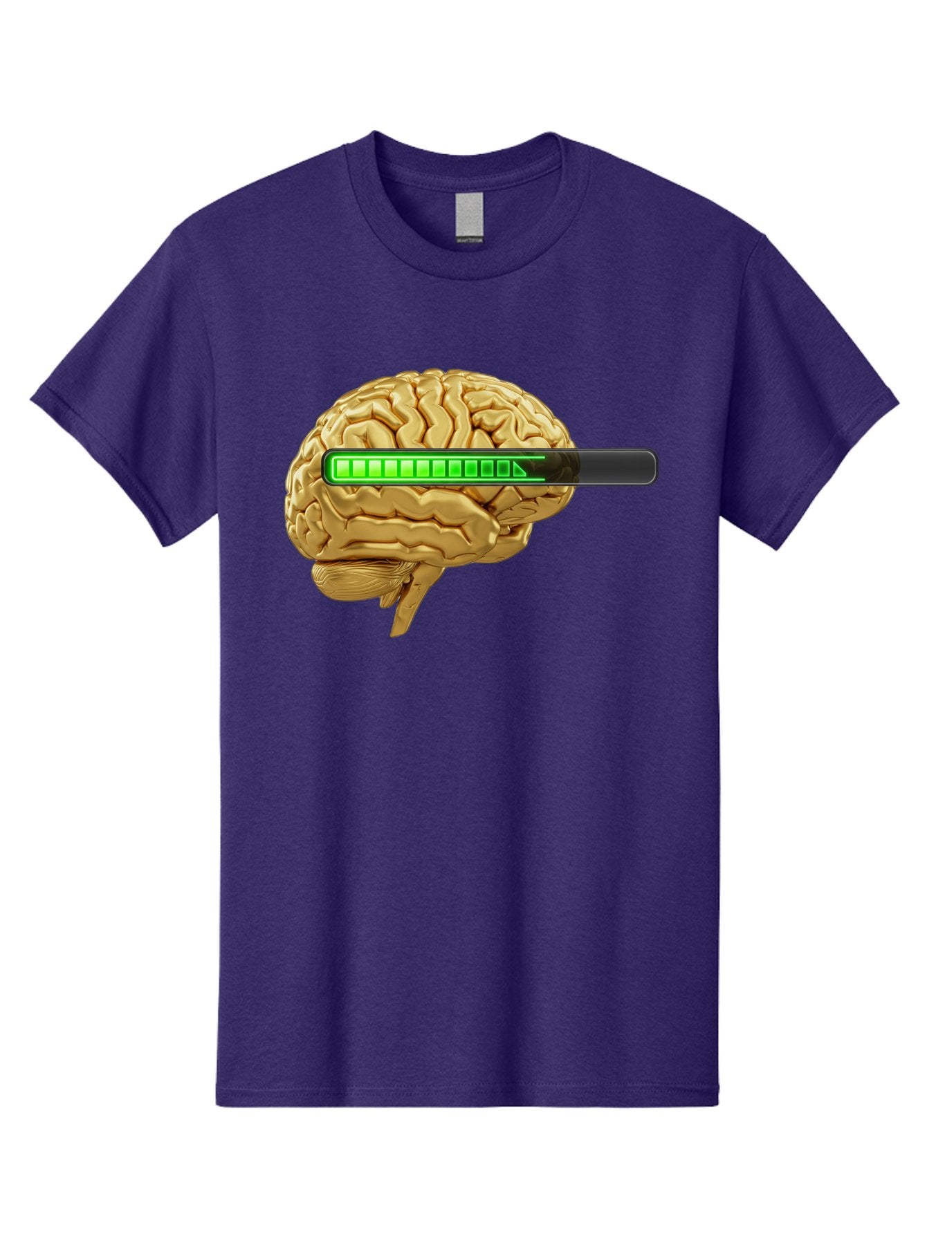 Brain-Battery Men'S Graphic Tee, 100% Cotton, Comfortable Casual Summer Wear, Machine Washable, Human Brain, Charging Battery, Digital Illustration, Green Battery Bar, Cognitive Enhancement, Brain Power, Neuroscience, Futuristic Concept, Baa204 3