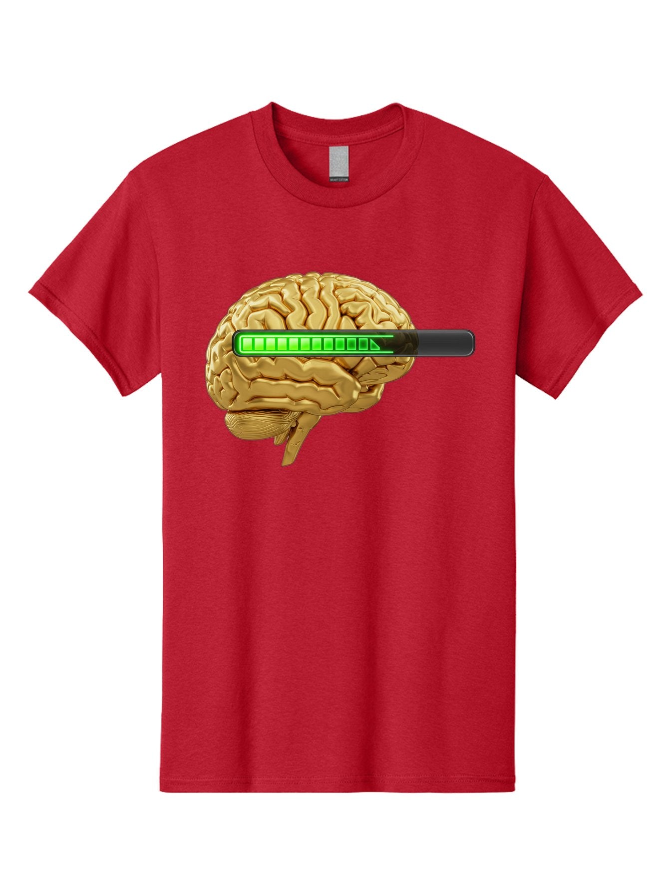 Brain-Battery Men'S Graphic Tee, 100% Cotton, Comfortable Casual Summer Wear, Machine Washable, Human Brain, Charging Battery, Digital Illustration, Green Battery Bar, Cognitive Enhancement, Brain Power, Neuroscience, Futuristic Concept, Baa204 15