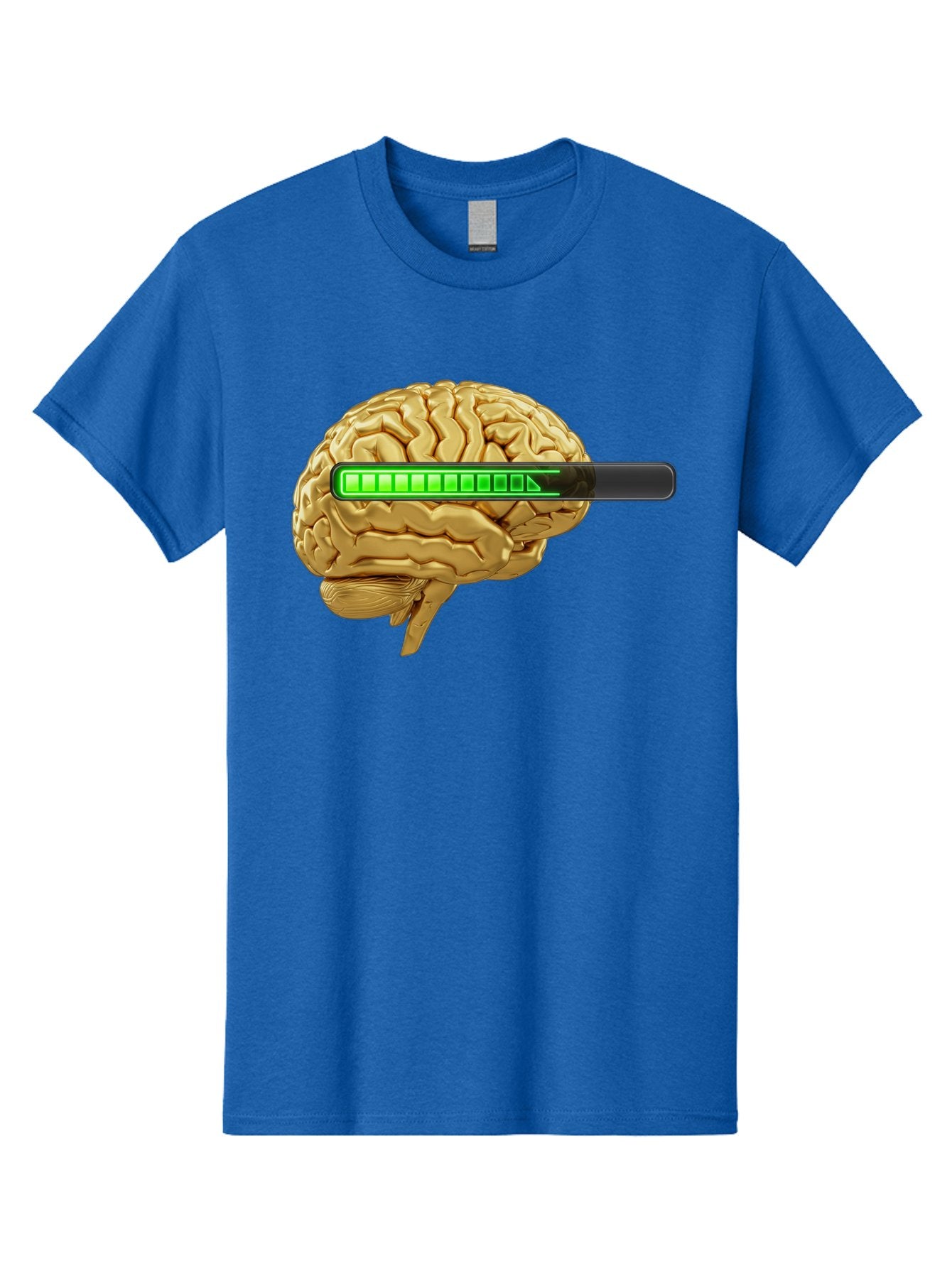 Brain-Battery Men'S Graphic Tee, 100% Cotton, Comfortable Casual Summer Wear, Machine Washable, Human Brain, Charging Battery, Digital Illustration, Green Battery Bar, Cognitive Enhancement, Brain Power, Neuroscience, Futuristic Concept, Baa204 13