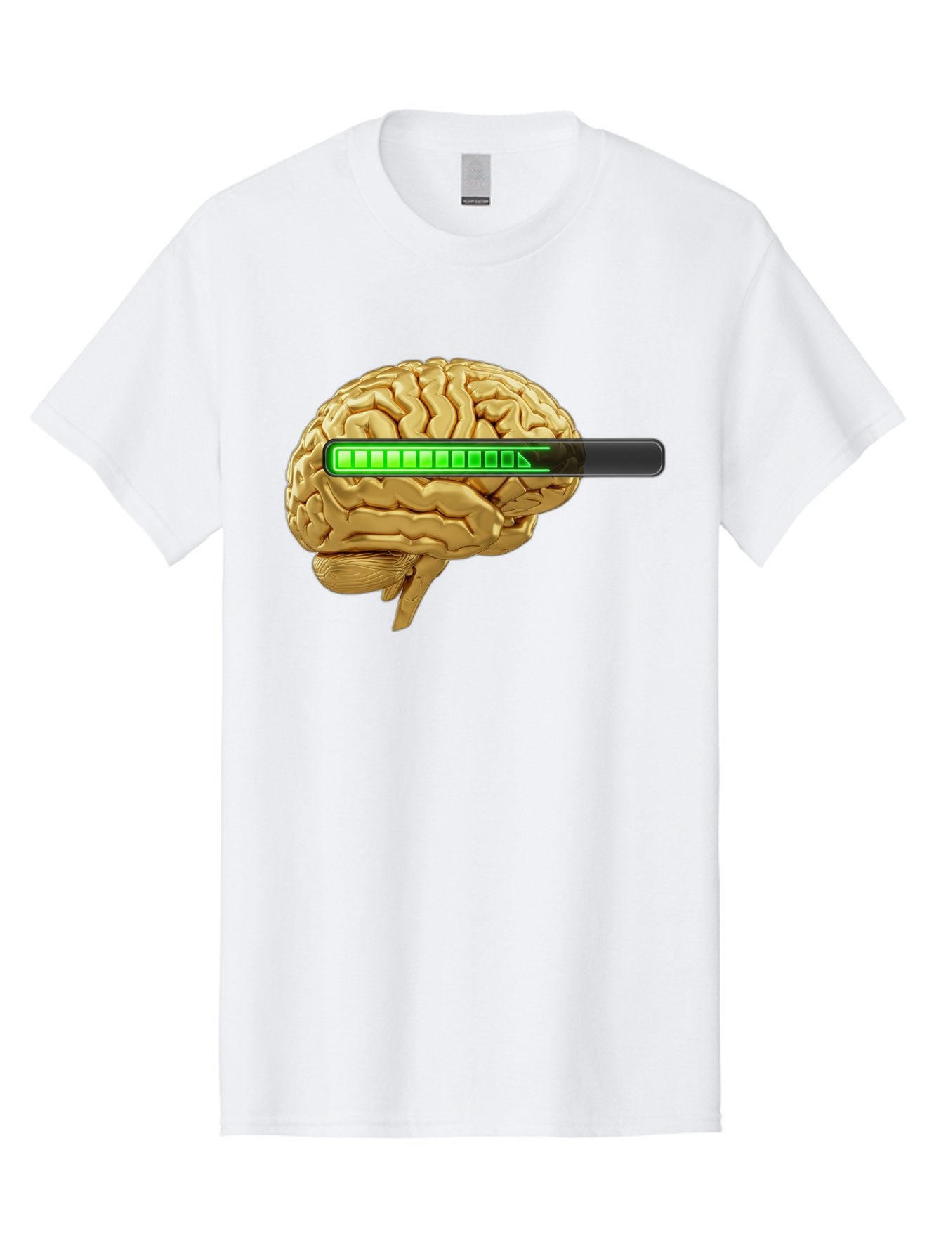 Brain-Battery Men'S Graphic Tee, 100% Cotton, Comfortable Casual Summer Wear, Machine Washable, Human Brain, Charging Battery, Digital Illustration, Green Battery Bar, Cognitive Enhancement, Brain Power, Neuroscience, Futuristic Concept, Baa204 12