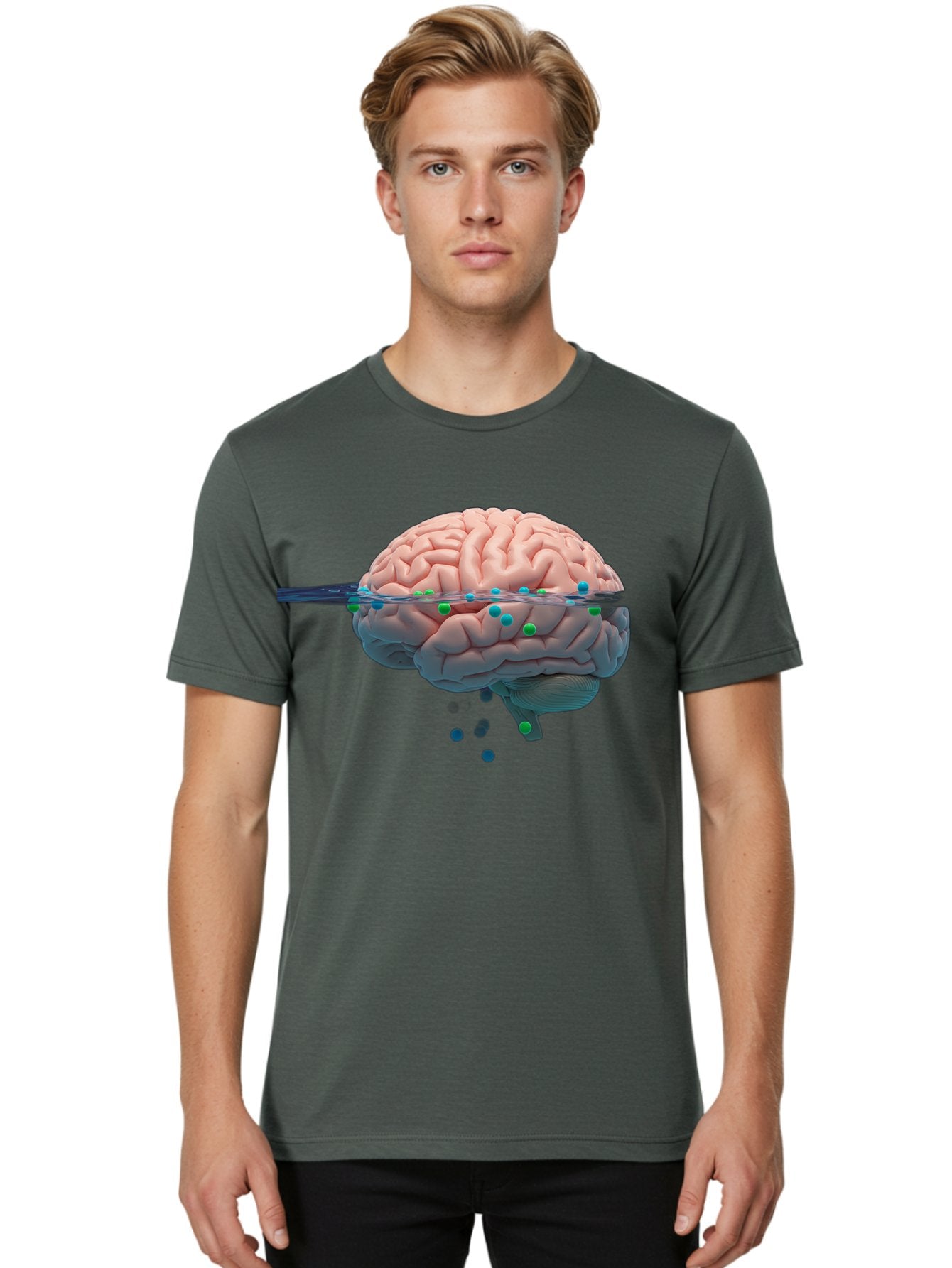 Brain-Being-Siphoned Men'S Graphic Tee, 100% Cotton, Comfortable Casual Summer Wear, Machine Washable, Human Brain, Neuroscience, Cognitive Function, Neurological Research, Brain Health, Neural Activity, Science Illustration, Medical Art, Baa205 16