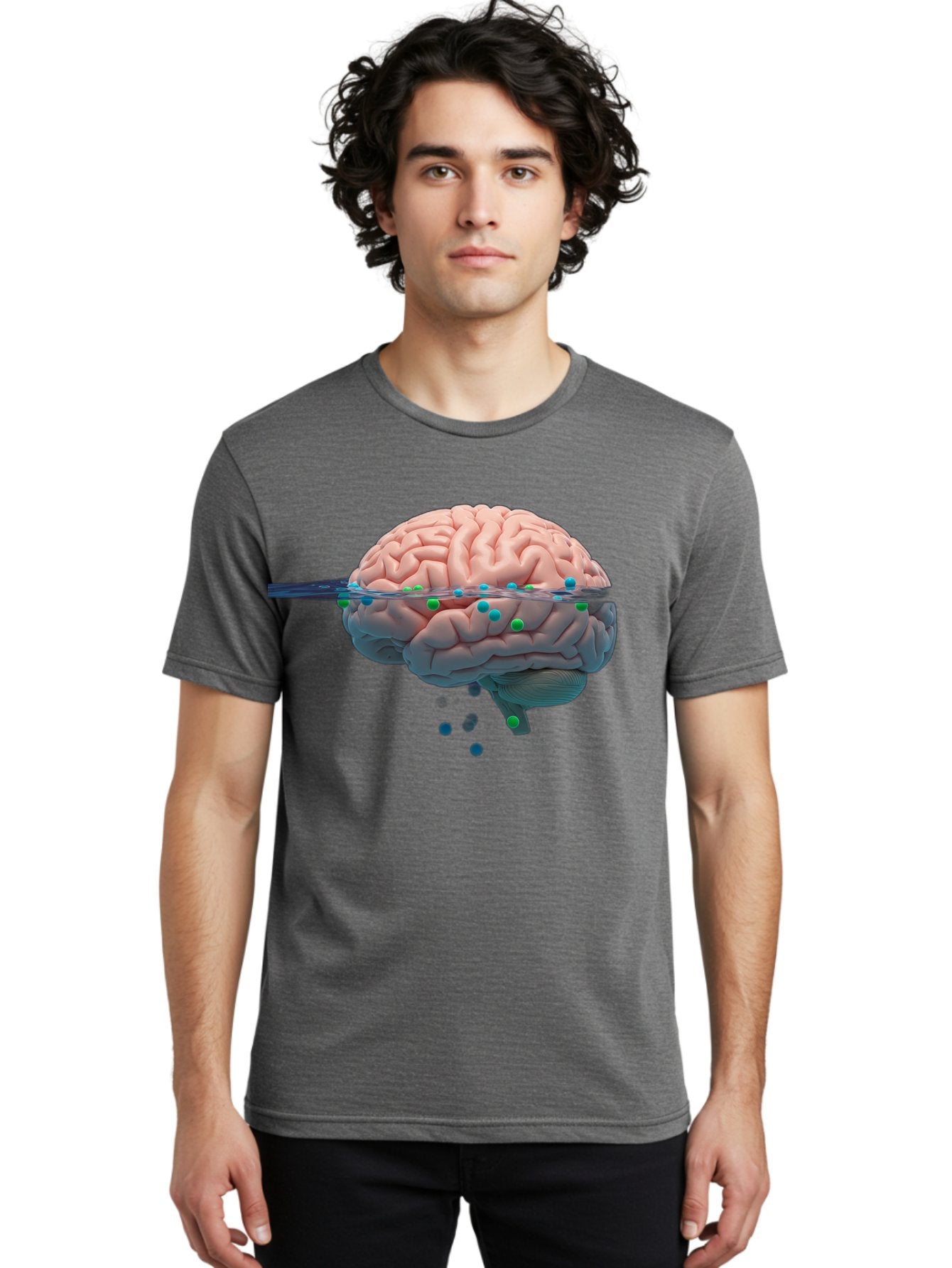 Brain-Being-Siphoned Men'S Graphic Tee, 100% Cotton, Comfortable Casual Summer Wear, Machine Washable, Human Brain, Neuroscience, Cognitive Function, Neurological Research, Brain Health, Neural Activity, Science Illustration, Medical Art, Baa205 30