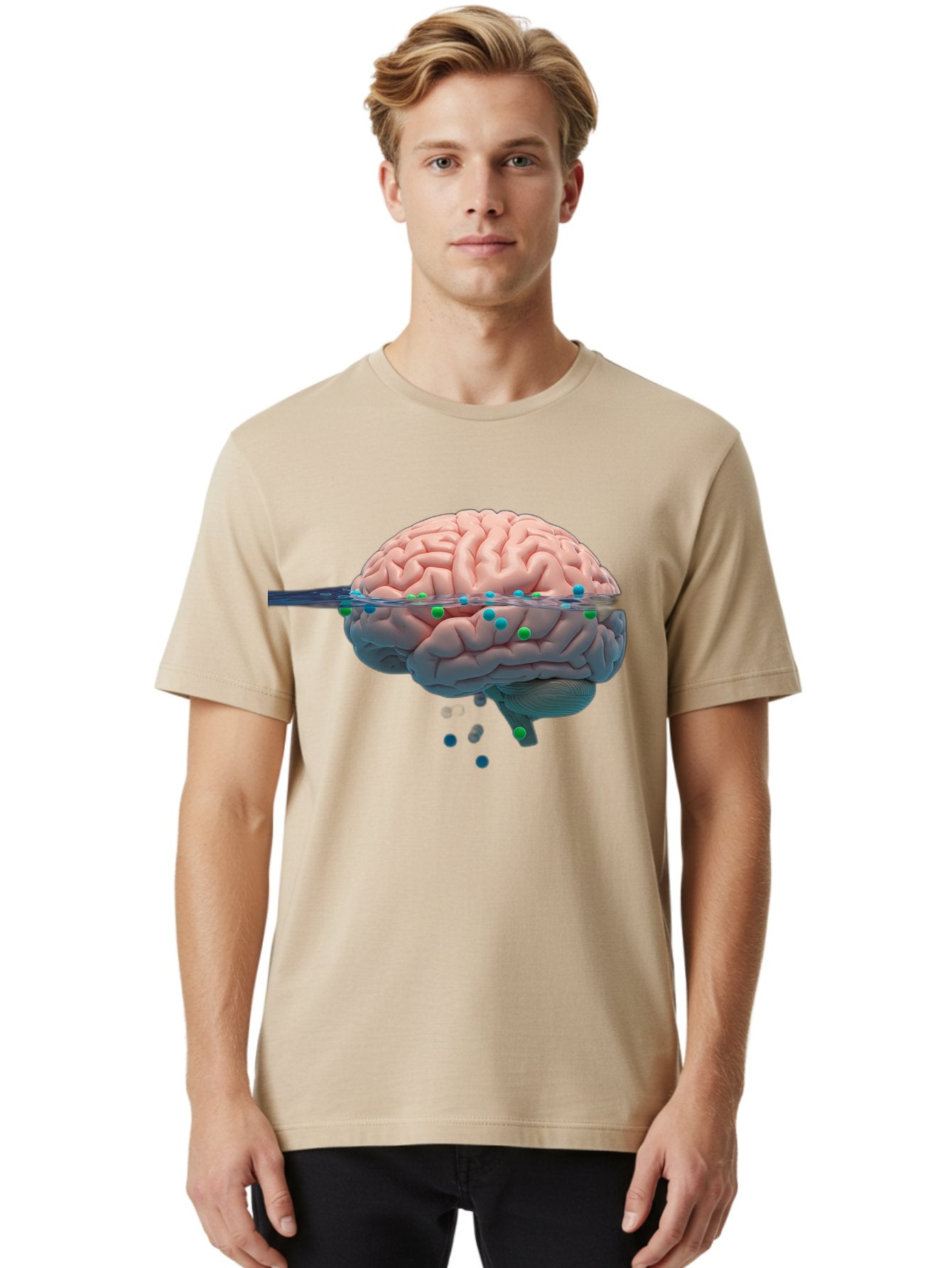 Brain-Being-Siphoned Men'S Graphic Tee, 100% Cotton, Comfortable Casual Summer Wear, Machine Washable, Human Brain, Neuroscience, Cognitive Function, Neurological Research, Brain Health, Neural Activity, Science Illustration, Medical Art, Baa205 26