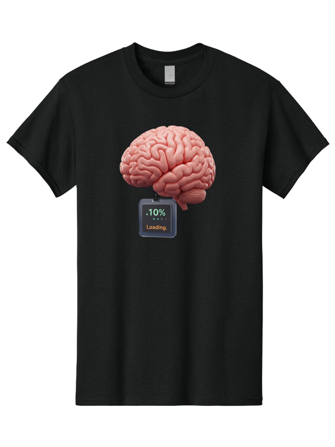 Brain-Charging Men'S Graphic Tee, 100% Cotton, Comfortable Casual Summer Wear, Machine Washable, Human Brain, Digital Loading, 10 Percent, Cognitive Function, Mental Processing, Progress Bar, Brain Power, Neural Activity Baa206 6
