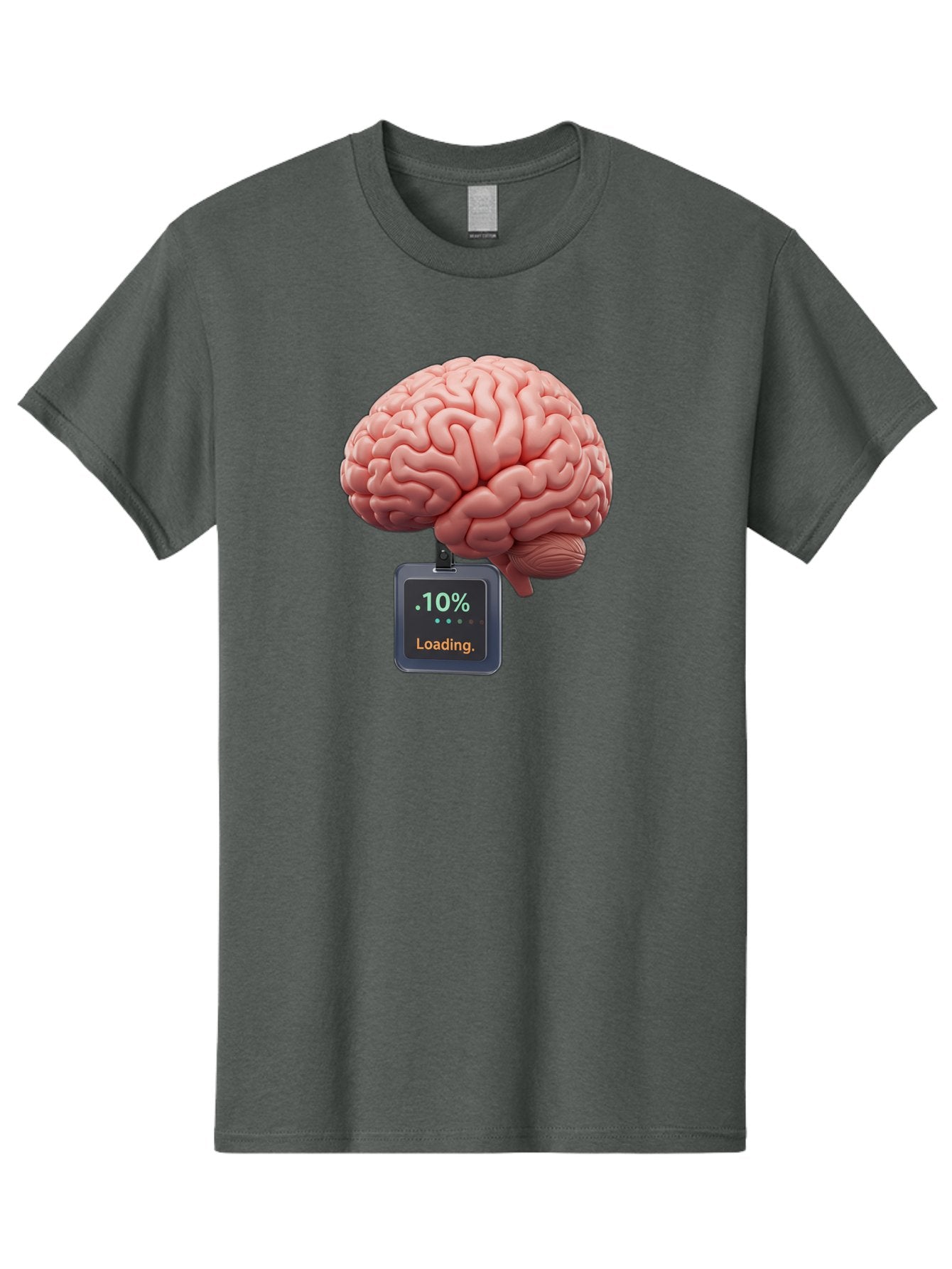 Brain-Charging Men'S Graphic Tee, 100% Cotton, Comfortable Casual Summer Wear, Machine Washable, Human Brain, Digital Loading, 10 Percent, Cognitive Function, Mental Processing, Progress Bar, Brain Power, Neural Activity Baa206 13
